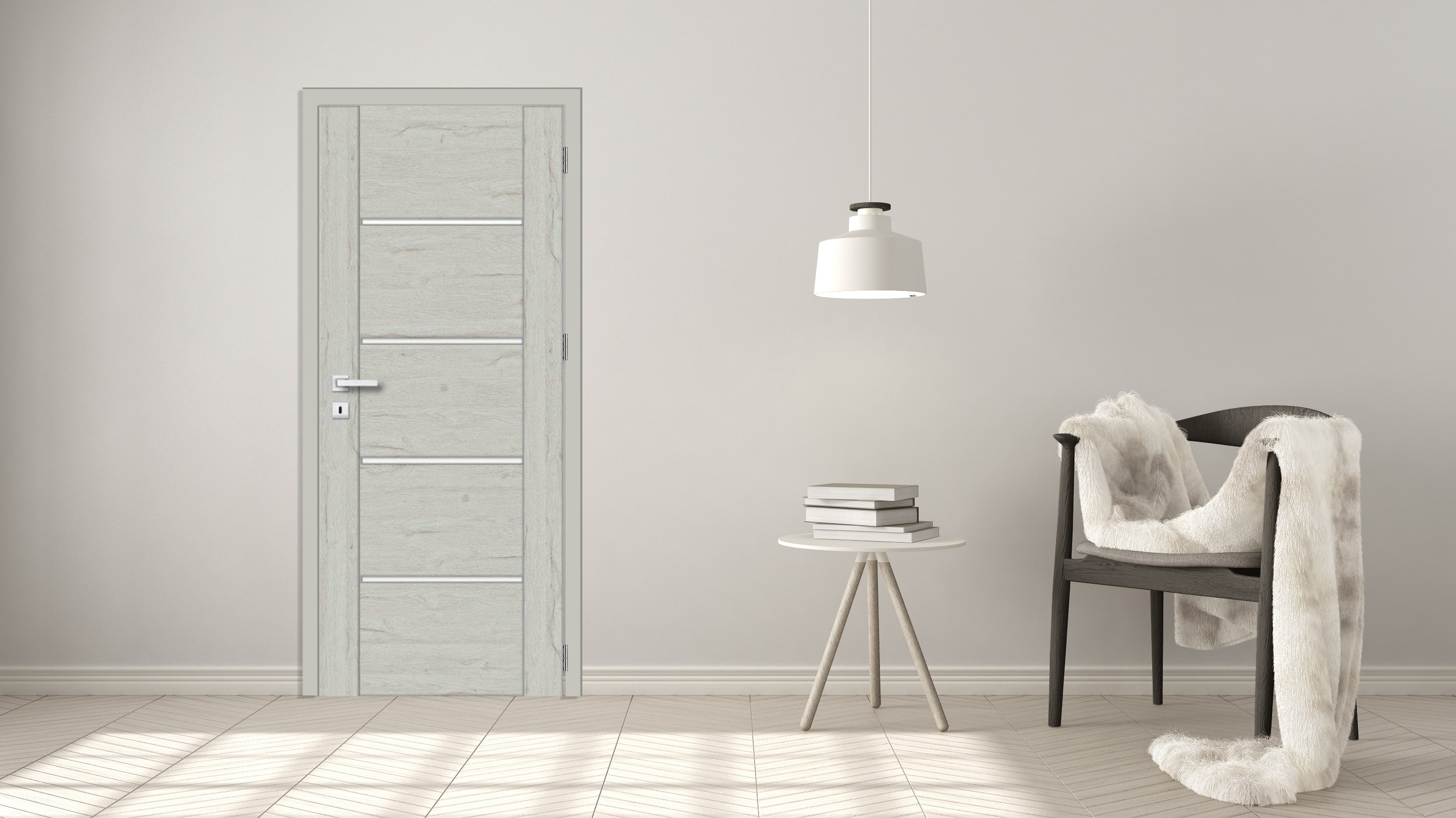 Usa interior Bolzano, cu geam, stanga, MDF, 78 x 206 cm, gri deschis