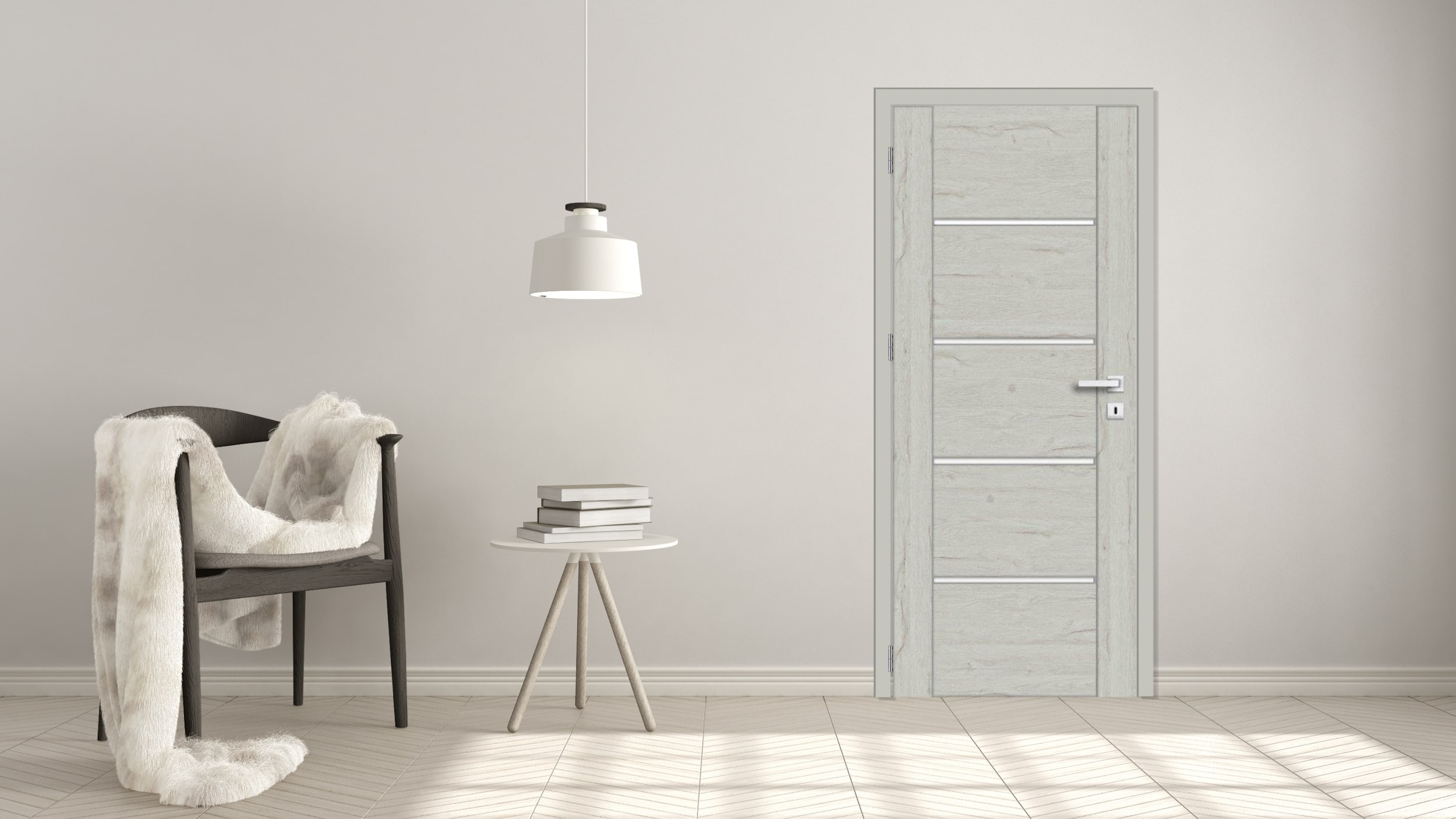 Usa interior Bolzano, cu geam, dreapta, MDF, 78 x 206 cm, gri deschis