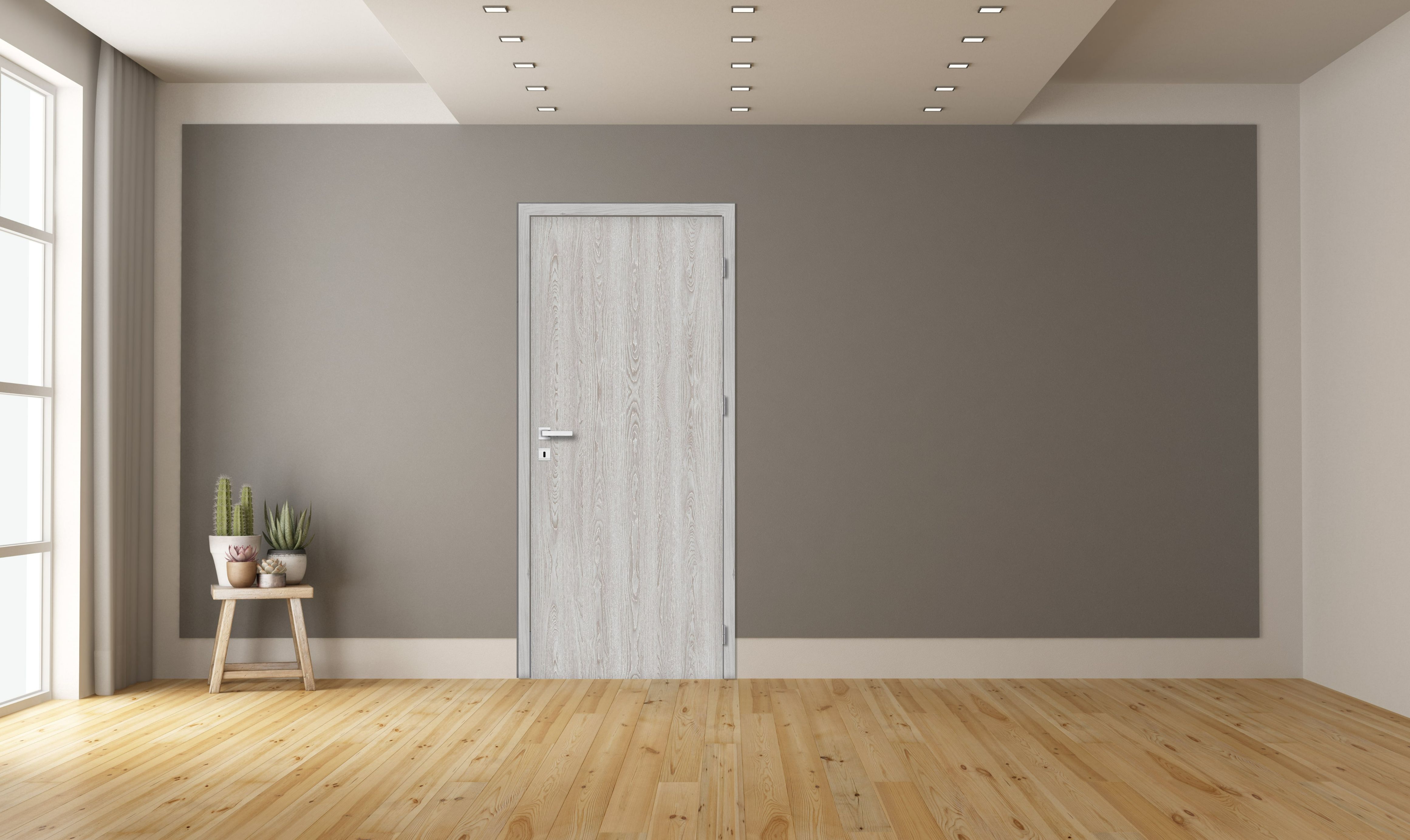 Usa interior Exmoor, fara geam, stanga, MDF, 88 x 206 cm, gri stejar