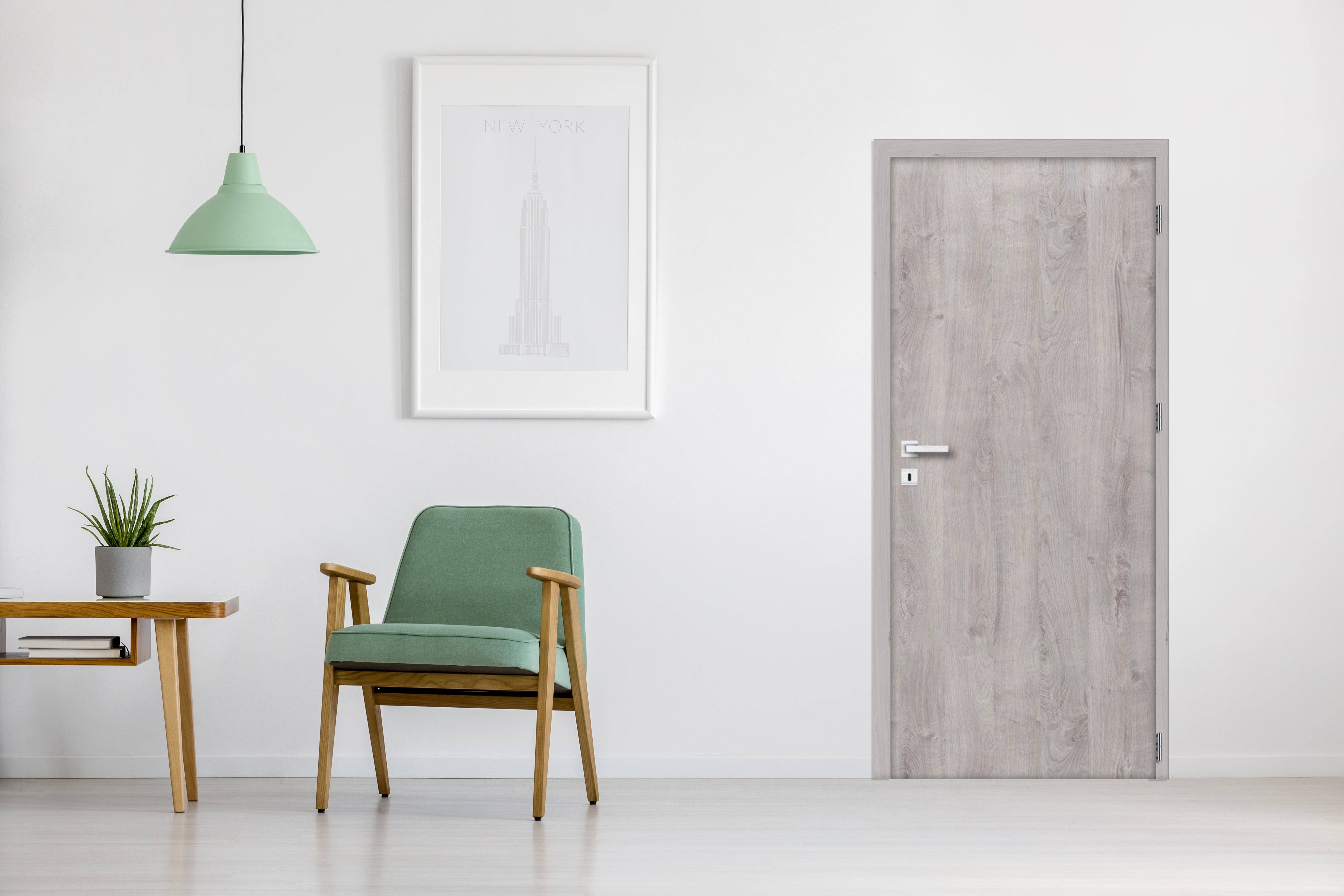 Usa interior Exmoor, fara geam, dreapta, MDF, 88 x 206 cm, gri