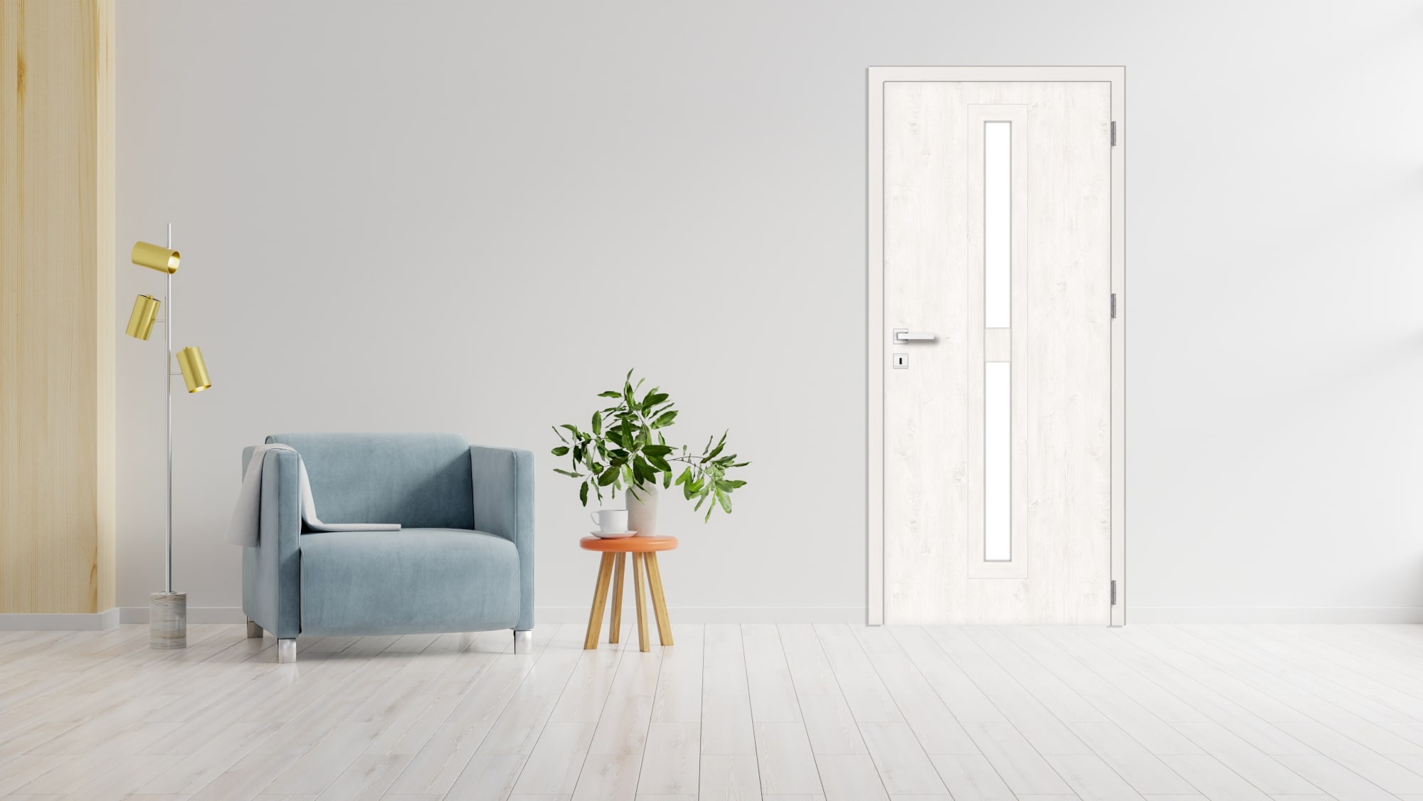 Usa interior Klaro, cu geam, stanga, MDF, 88 x 206 cm, stejar