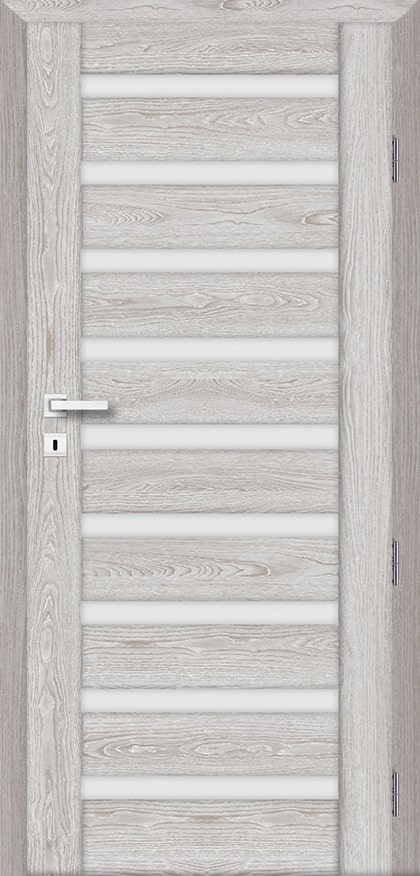 Usa interior Korfu, cu geam, stanga, MDF, 78 x 206 cm, gri stejar