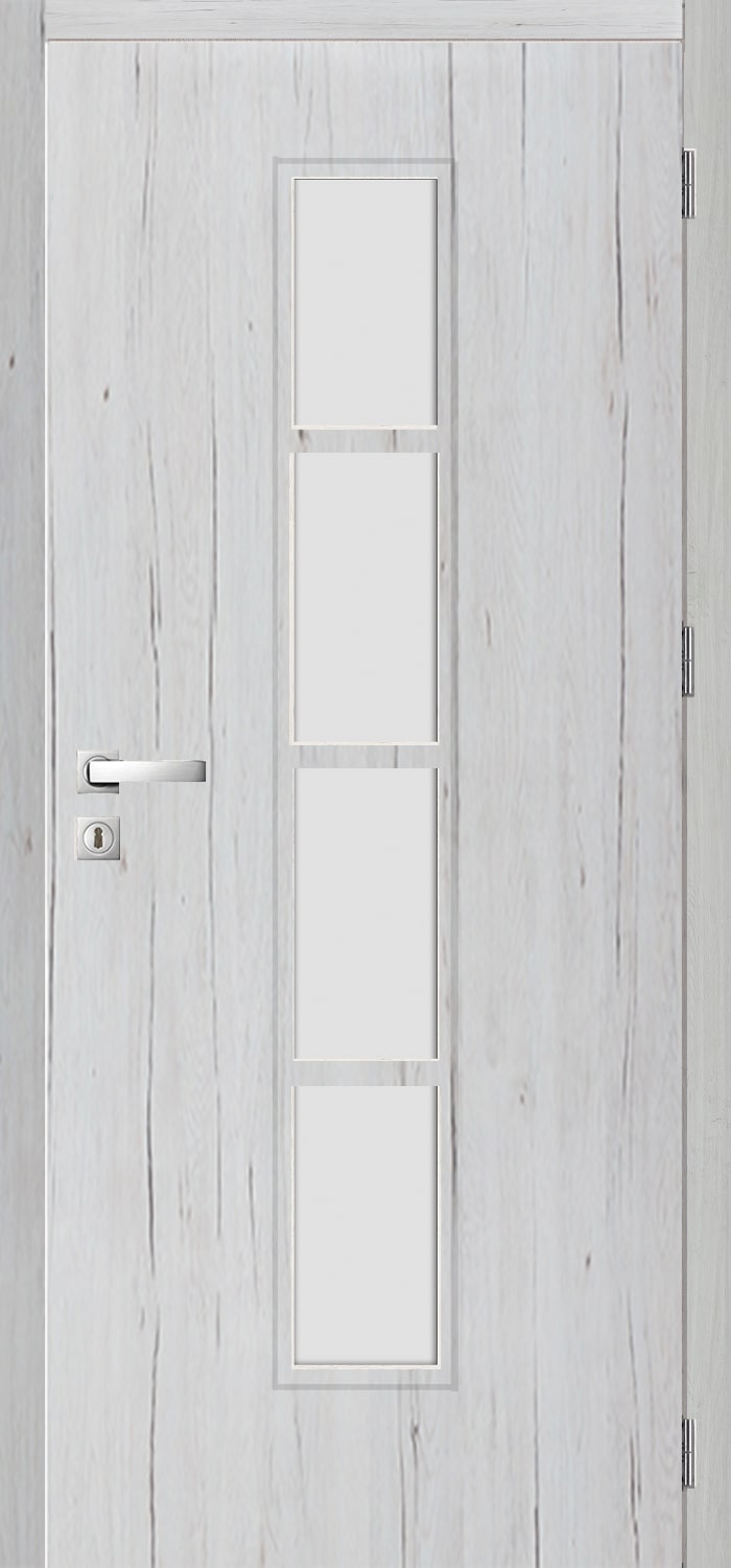 Usa interior Olga, cu geam, stanga, MDF, 88 x 206 cm, gri stejar