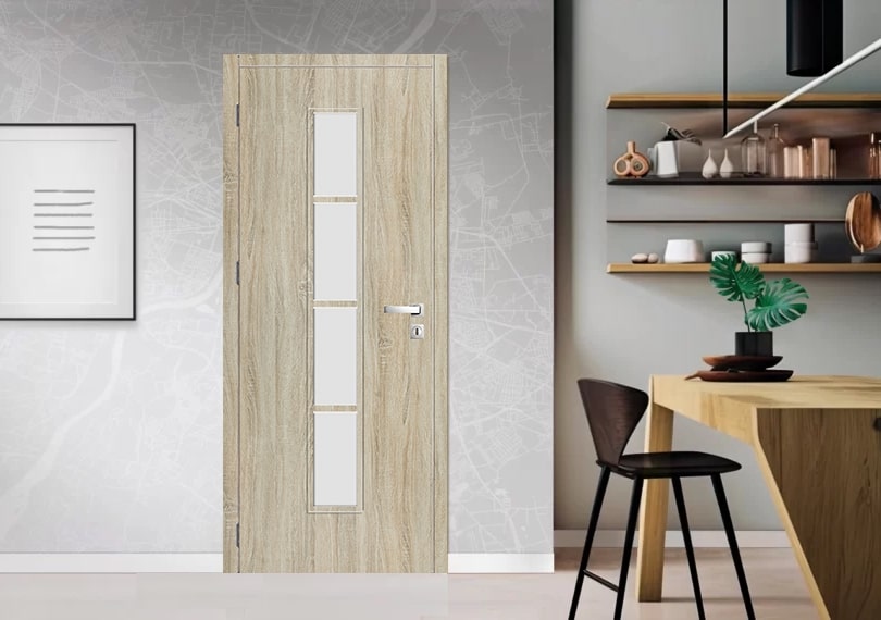 Usa interior Olga, cu geam, dreapta, MDF, 68 x 206 cm, stejar sonoma
