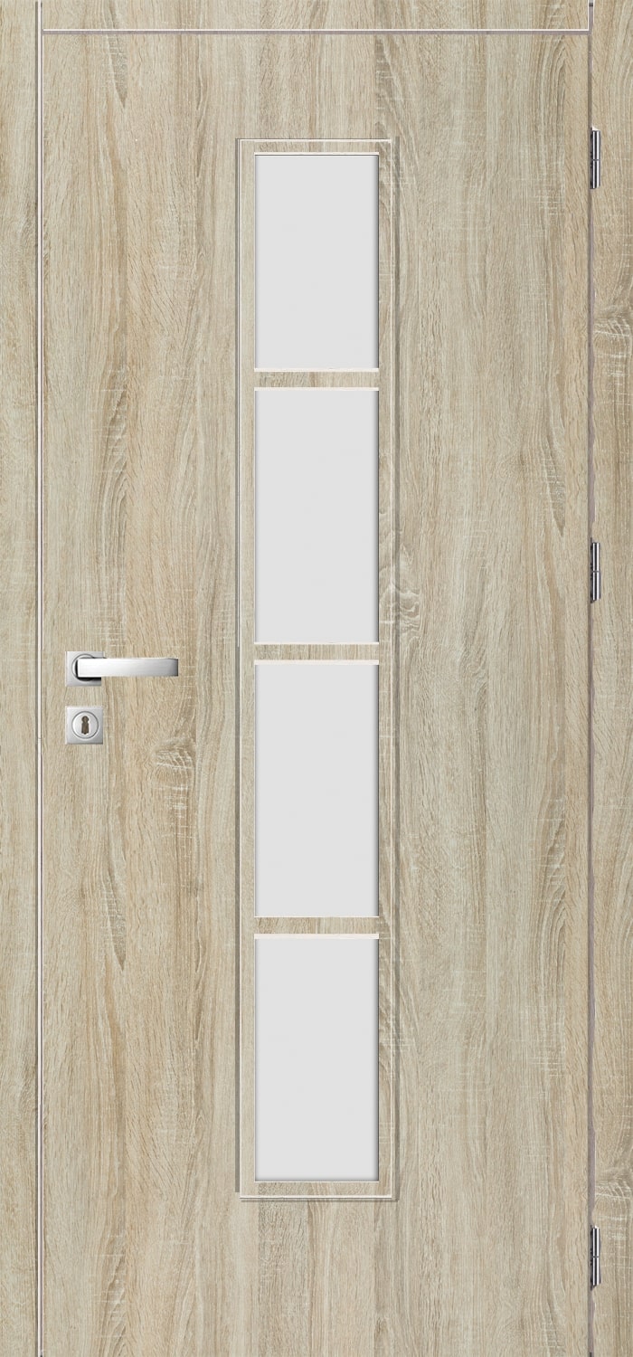Usa interior Olga, cu geam, stanga, MDF, 78 x 206 cm, stejar sonoma