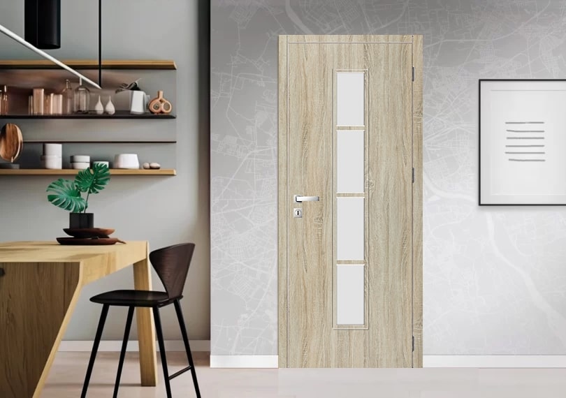 Usa interior Olga, cu geam, stanga, MDF, 78 x 206 cm, stejar sonoma