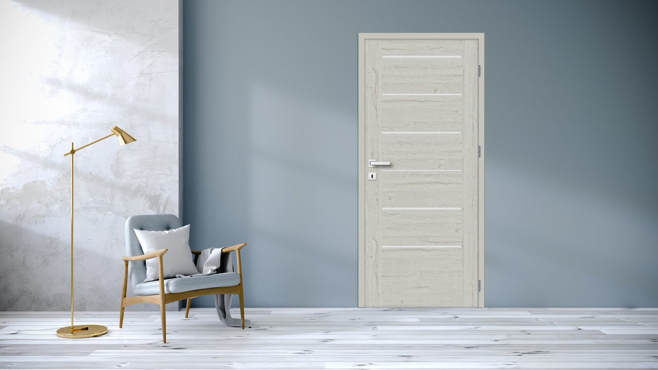 Usa interior Toreno, cu geam, dreapta, MDF, 68 x 206 cm, gri