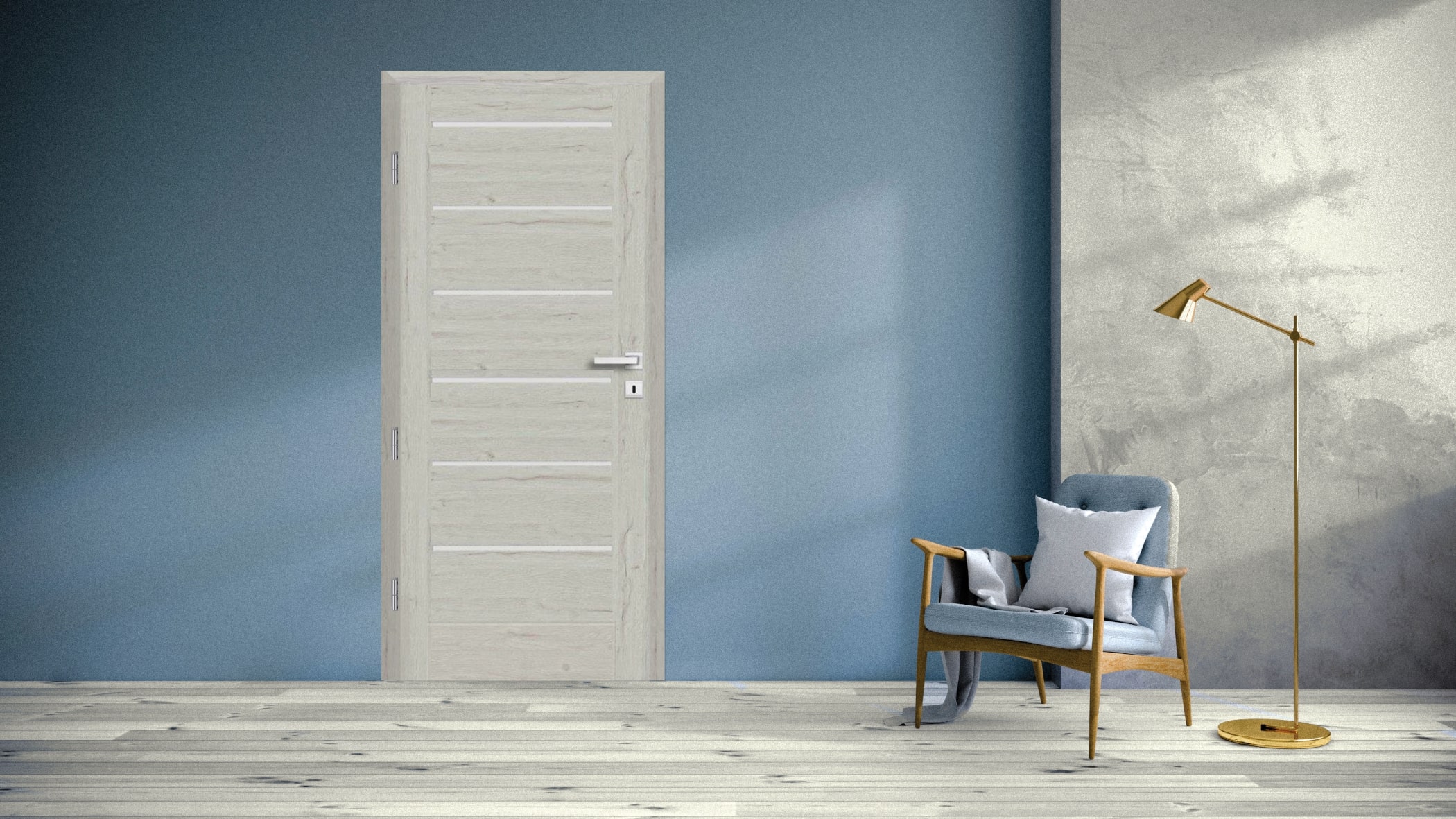 Usa interior Toreno, cu geam, dreapta, MDF, 68 x 206 cm, gri