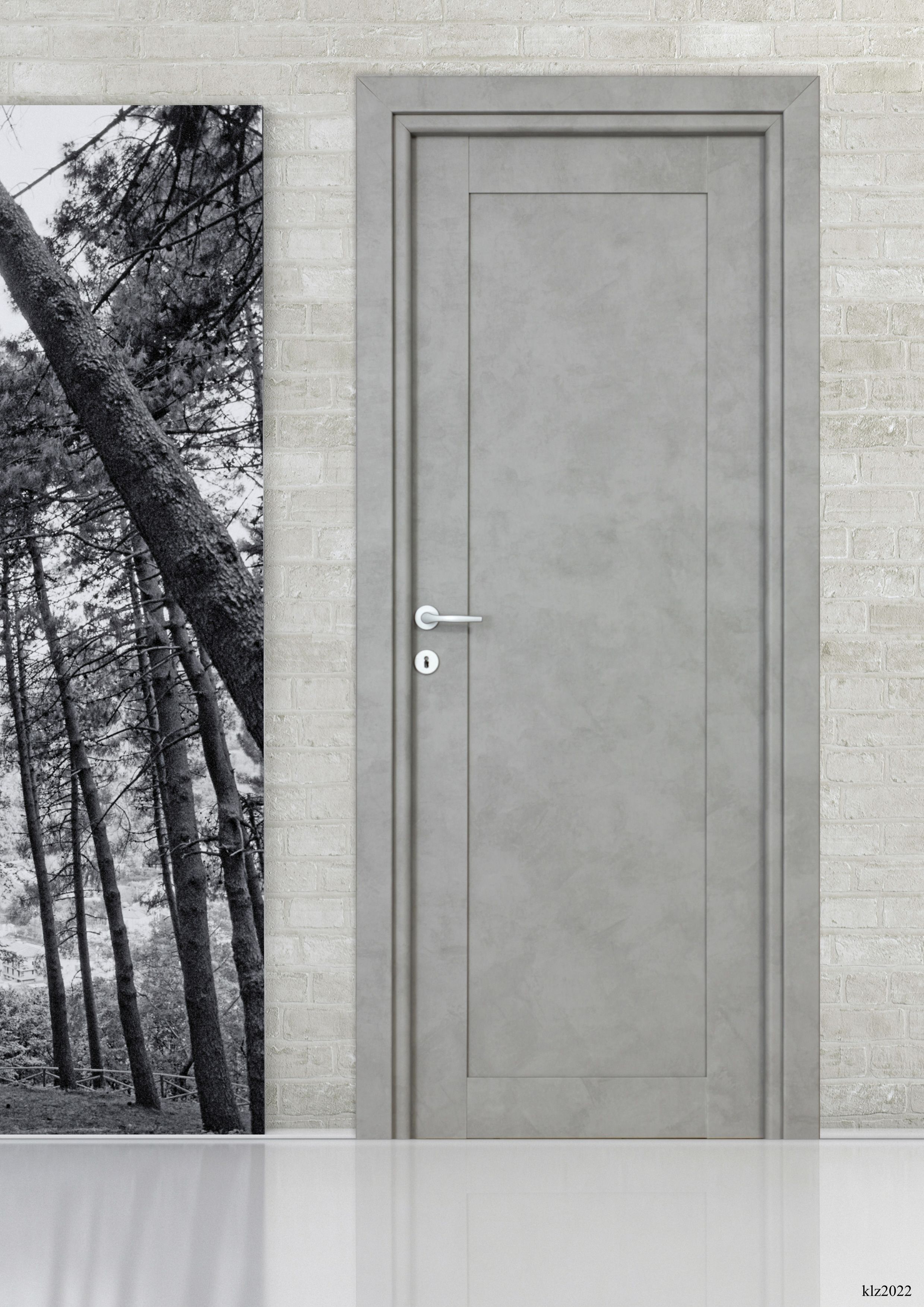 Usa interior Mod, fara geam, reversibila, MDF, 68 x 203 cm, gri inchis