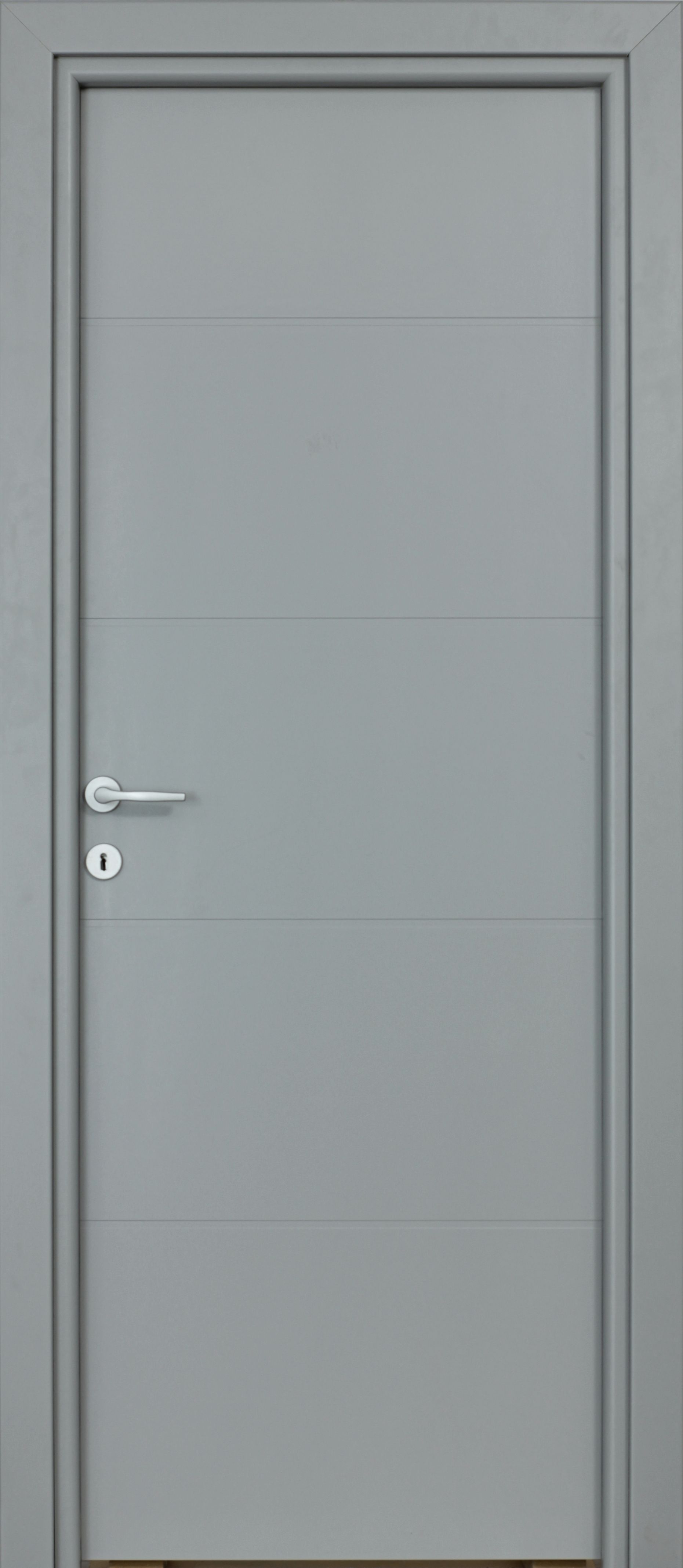 Usa interior Partas, fara geam, reversibila, HDF, 88 x 203 cm, gri