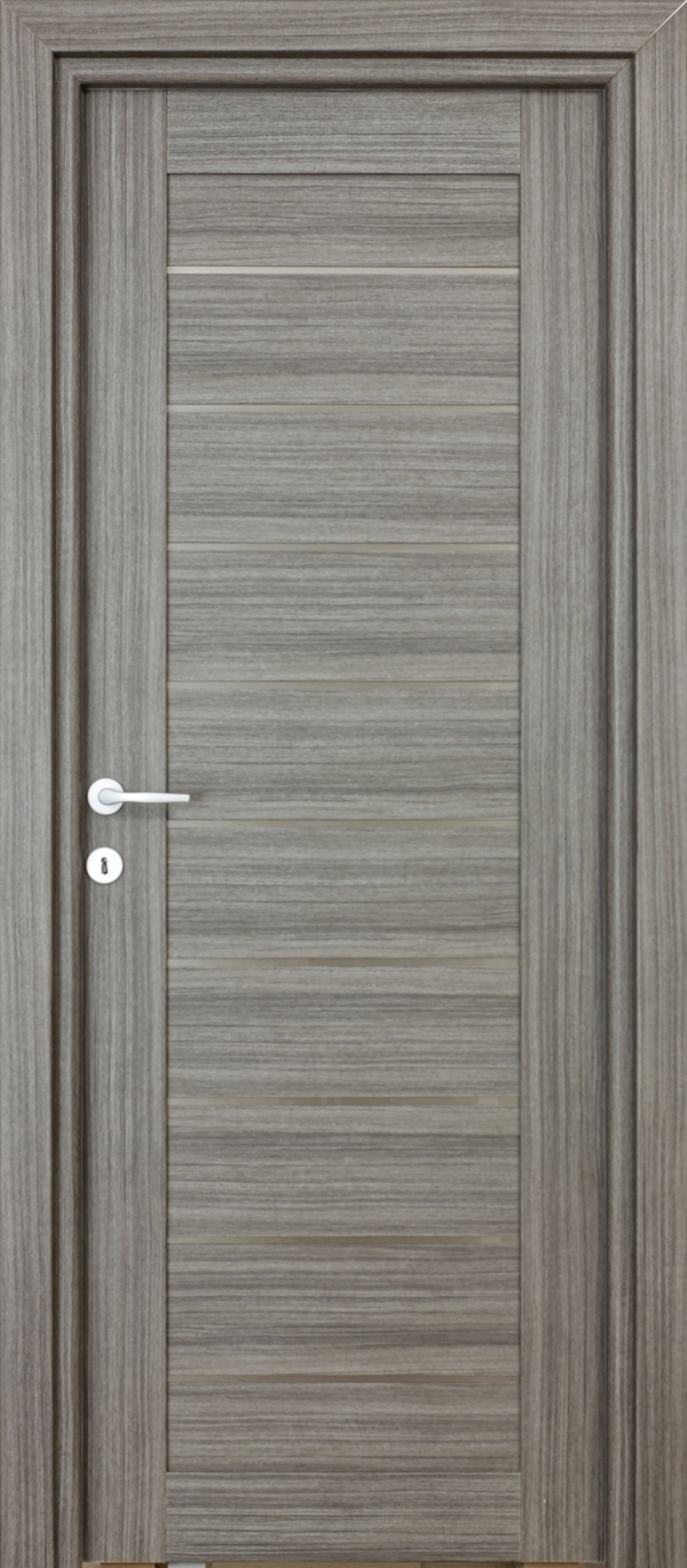 Usa interior Tarra, cu geam, reversibila, MDF, 88 x 203 cm, negru periat