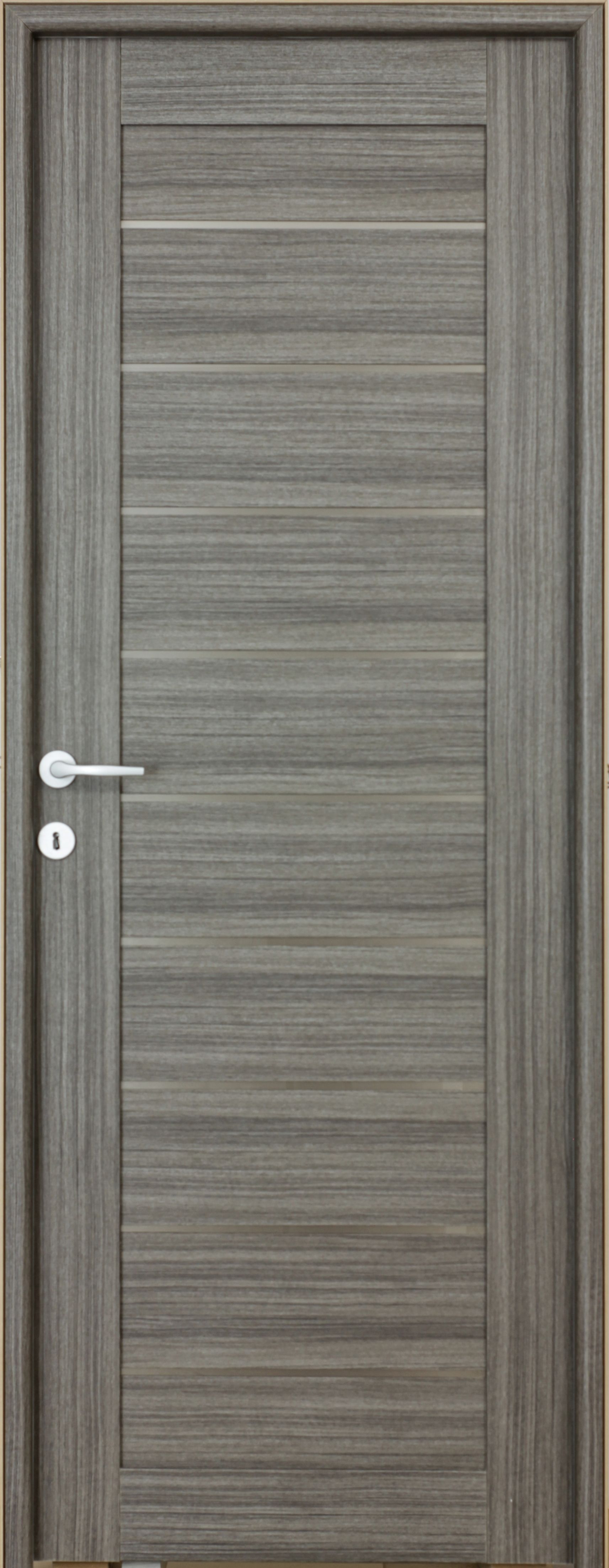 Usa interior Tarra, cu geam, reversibila, MDF, 88 x 203 cm, negru periat