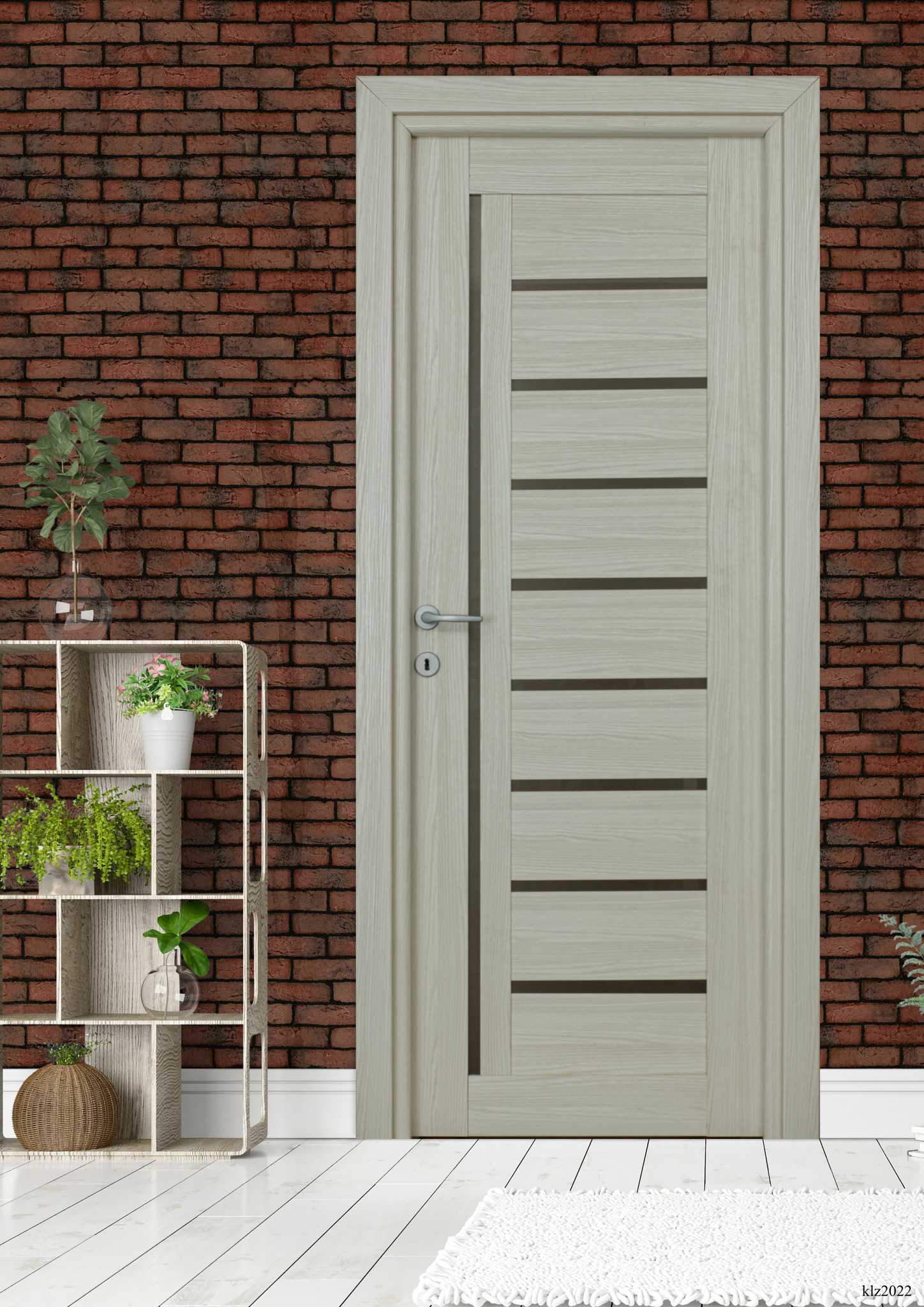 Usa interior Smart, cu geam, reversibila, MDF, 78 x 203 cm, alb