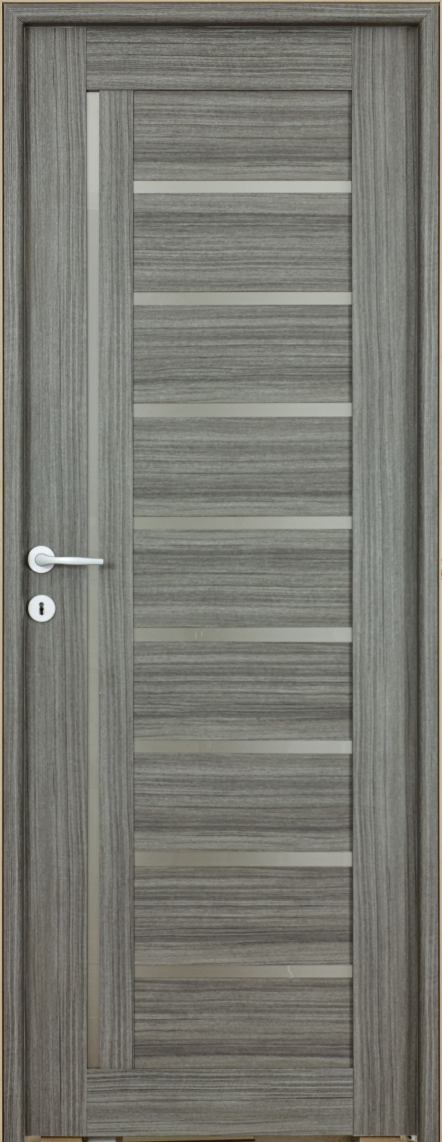 Usa interior Smart, cu geam, reversibila, MDF, 88 x 203 cm, negru periat