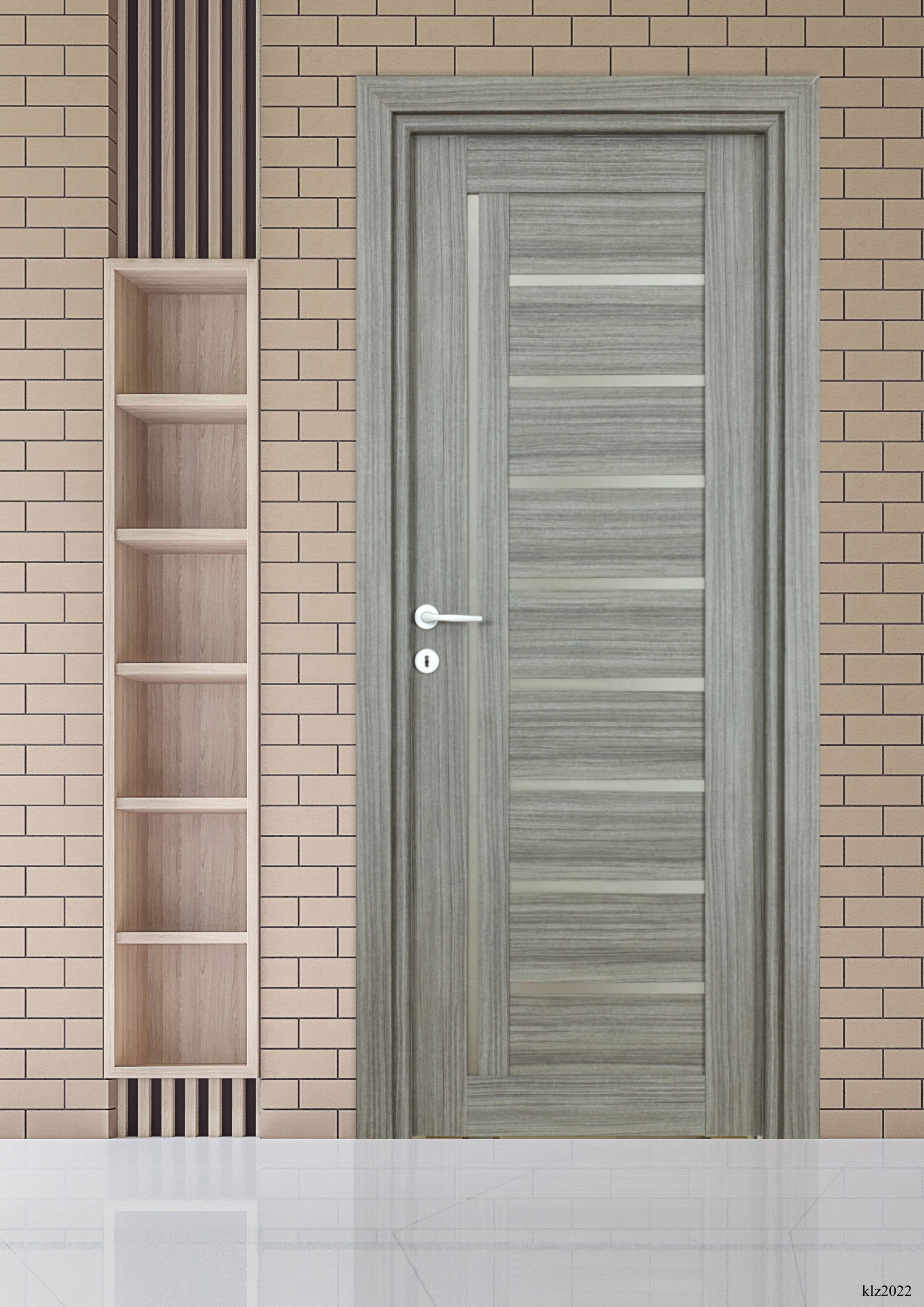 Usa interior Smart, cu geam, reversibila, MDF, 88 x 203 cm, negru periat