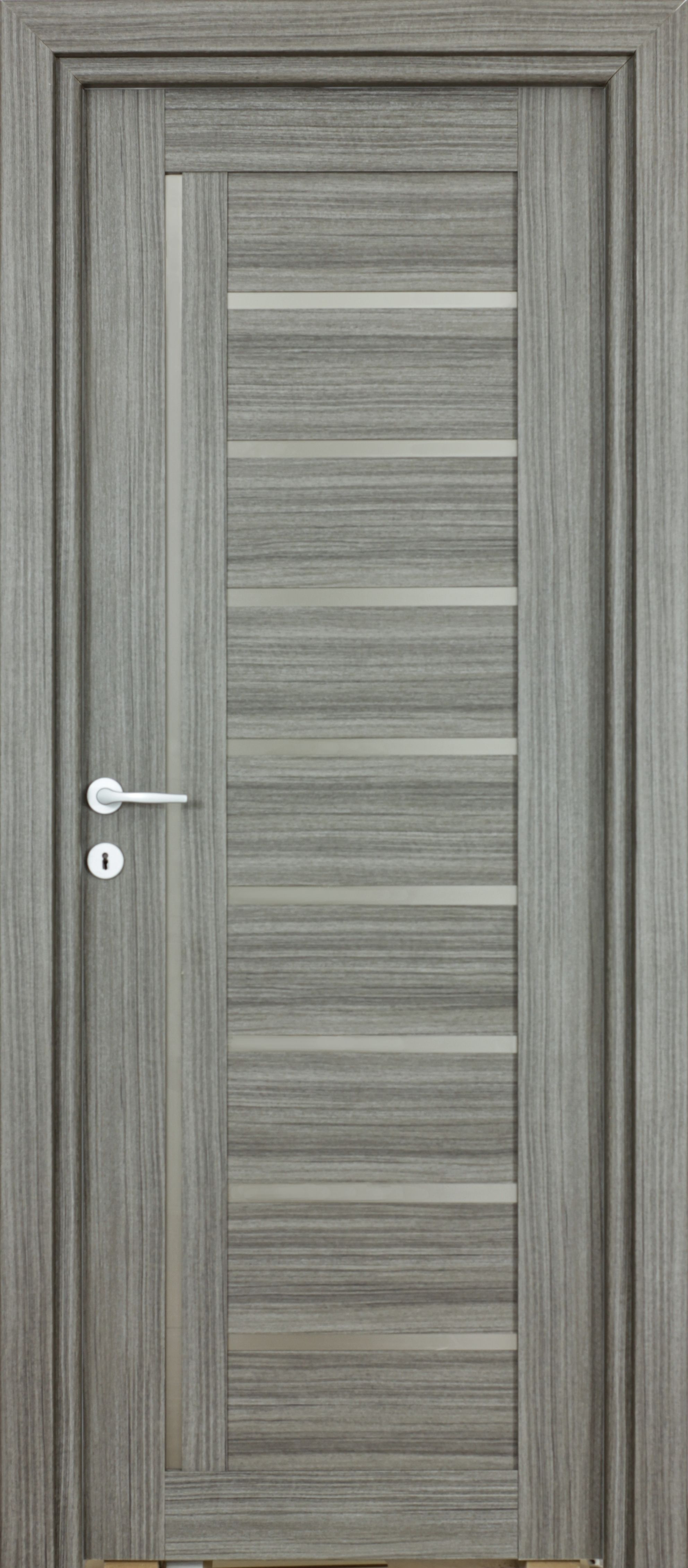 Usa interior Smart, cu geam, reversibila, MDF, 68 x 203 cm, negru periat