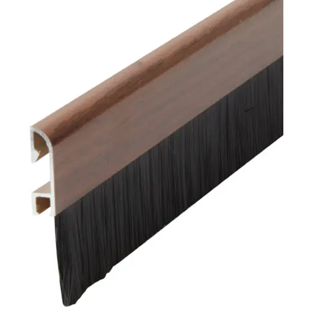 Garnitura aluminiu cu perie VOLDEN 101374559, 1000 x 15 mm, efect de lemn
