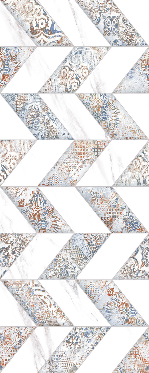 Faianta decor KAI Elada, Zig Zag, 20 x 50 cm, 9 mm, alb, 1.3 m2/cutie