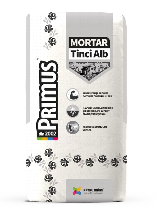 Mortar tinci Primus, alb, 25Kg