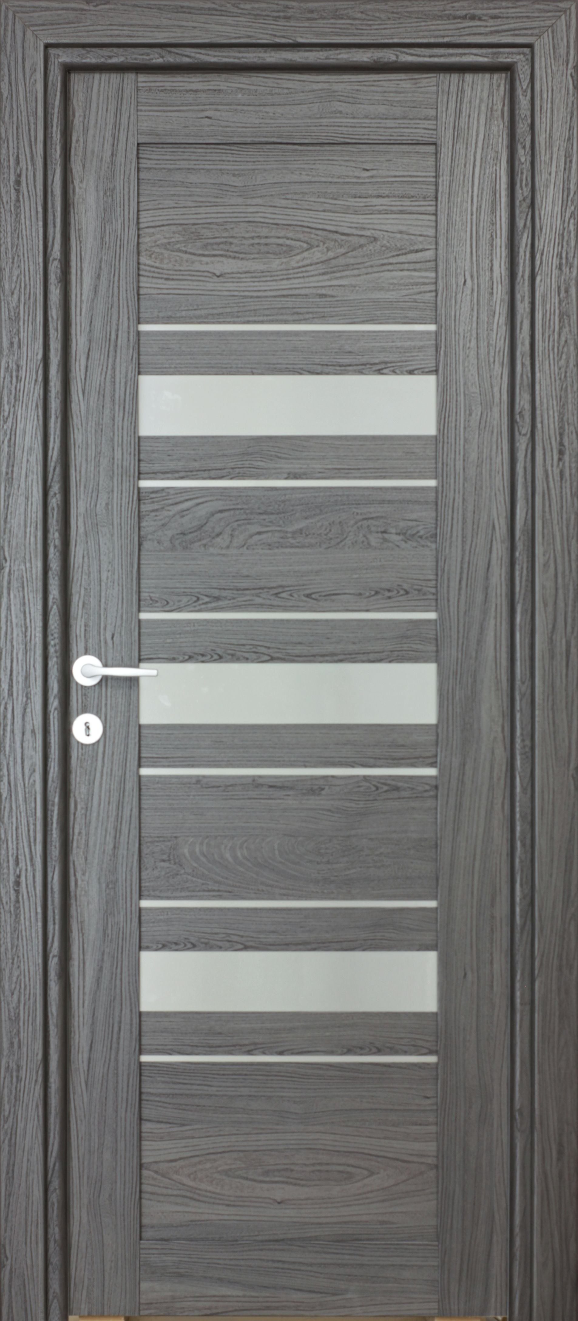 Usa interior Dora, cu geam, reversibila, MDF, 78 x 203 cm, negru