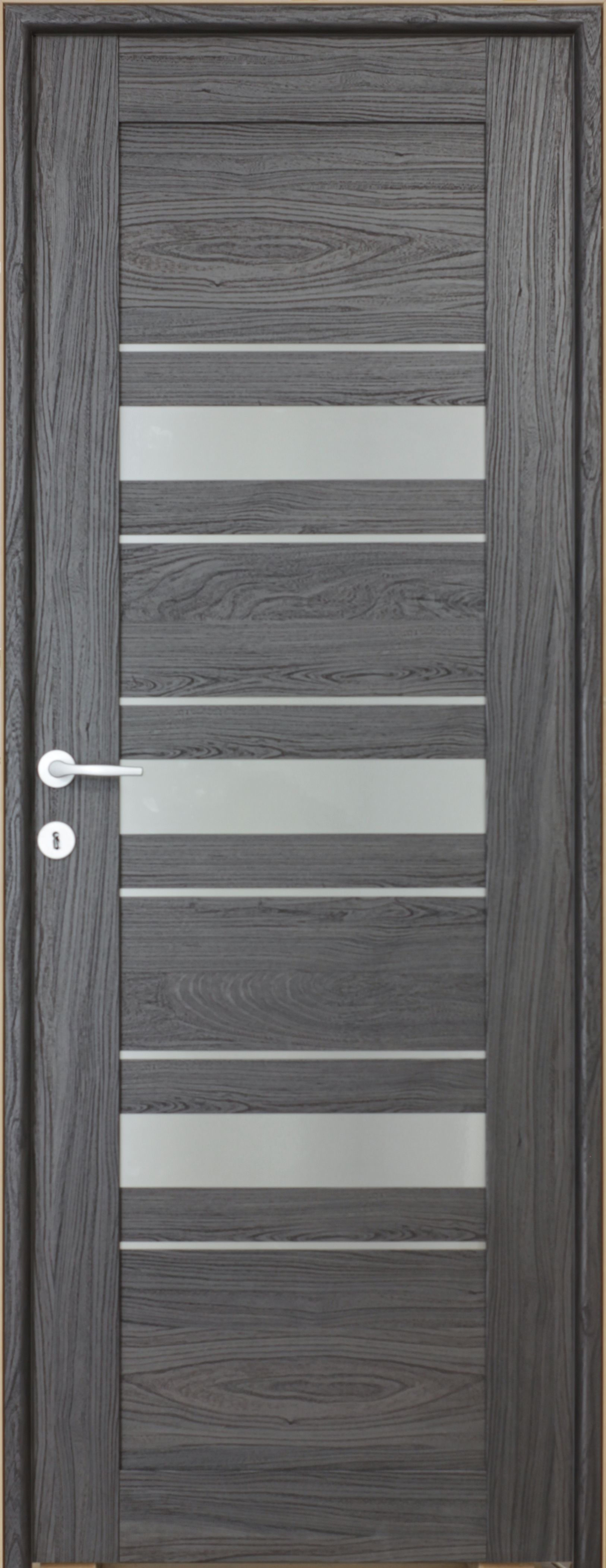 Usa interior Dora, cu geam, reversibila, MDF, 78 x 203 cm, negru