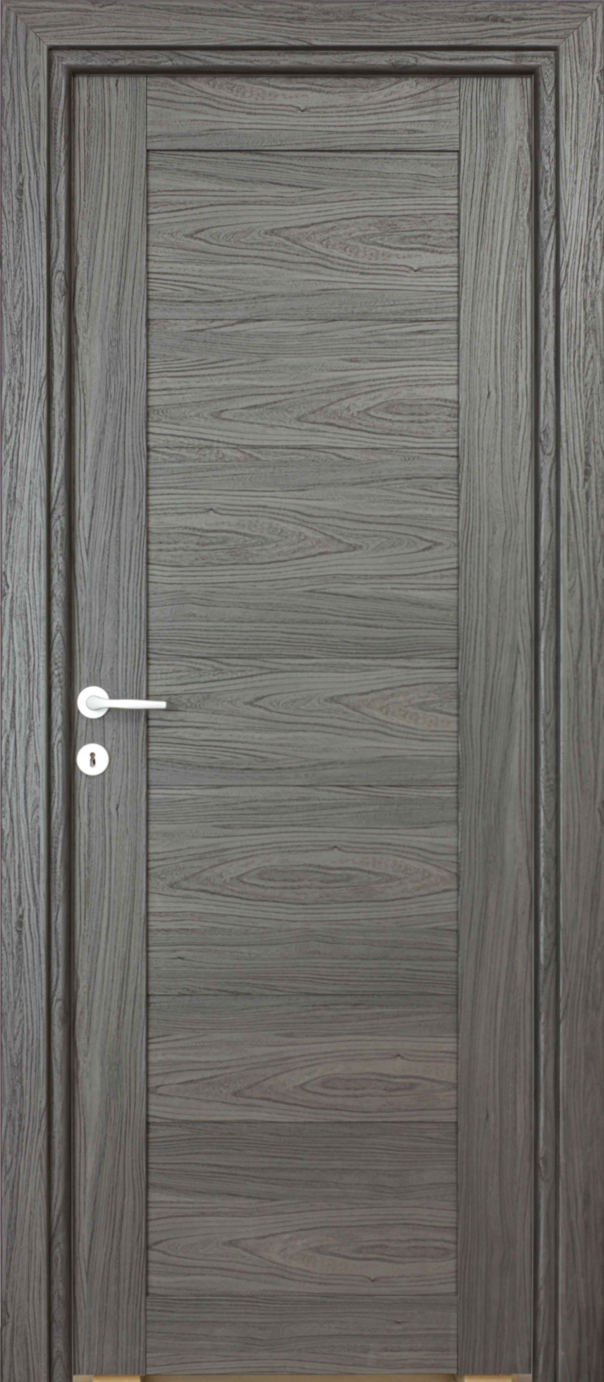 Usa interior Kira, fara geam, reversibila, MDF, 68 x 203 cm, negru