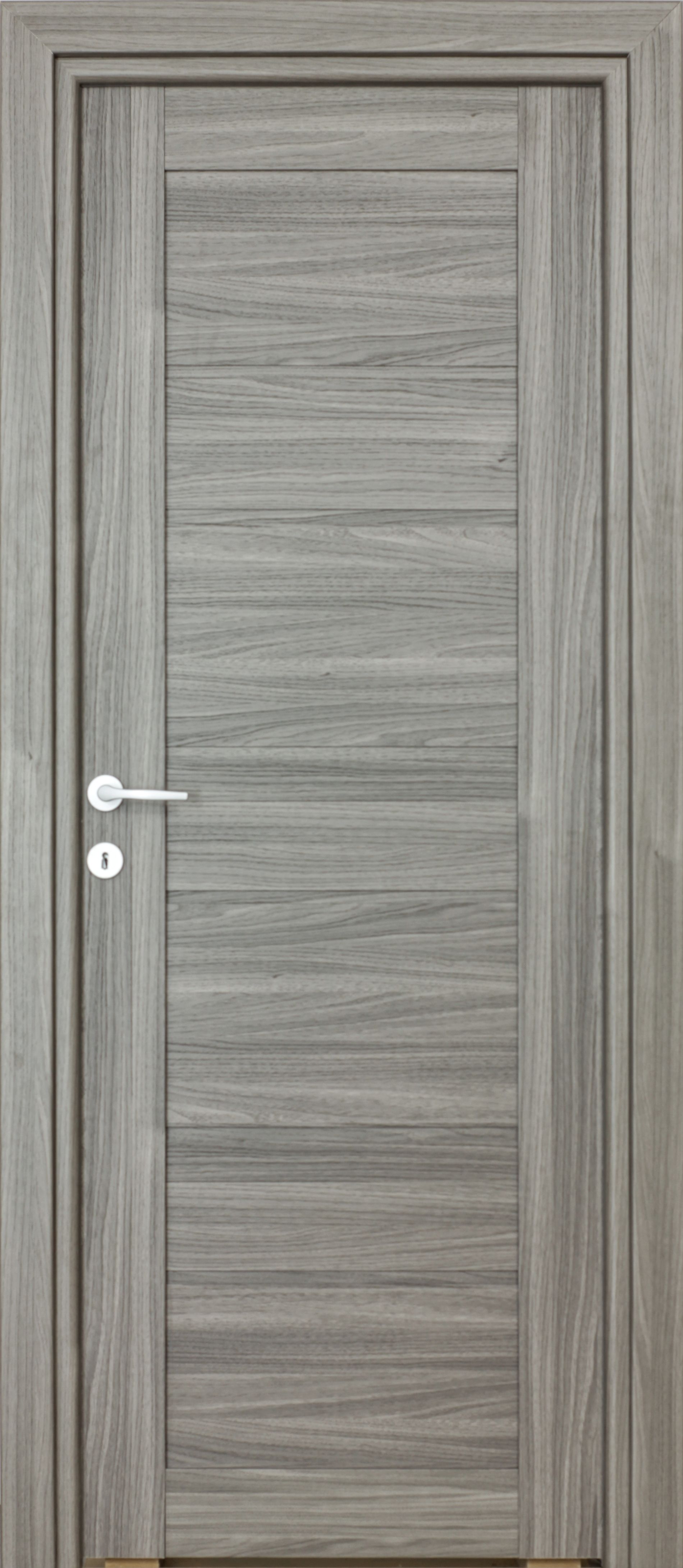 Usa interior Kira, fara geam, reversibila, MDF, 78 x 203 cm, gri inchis