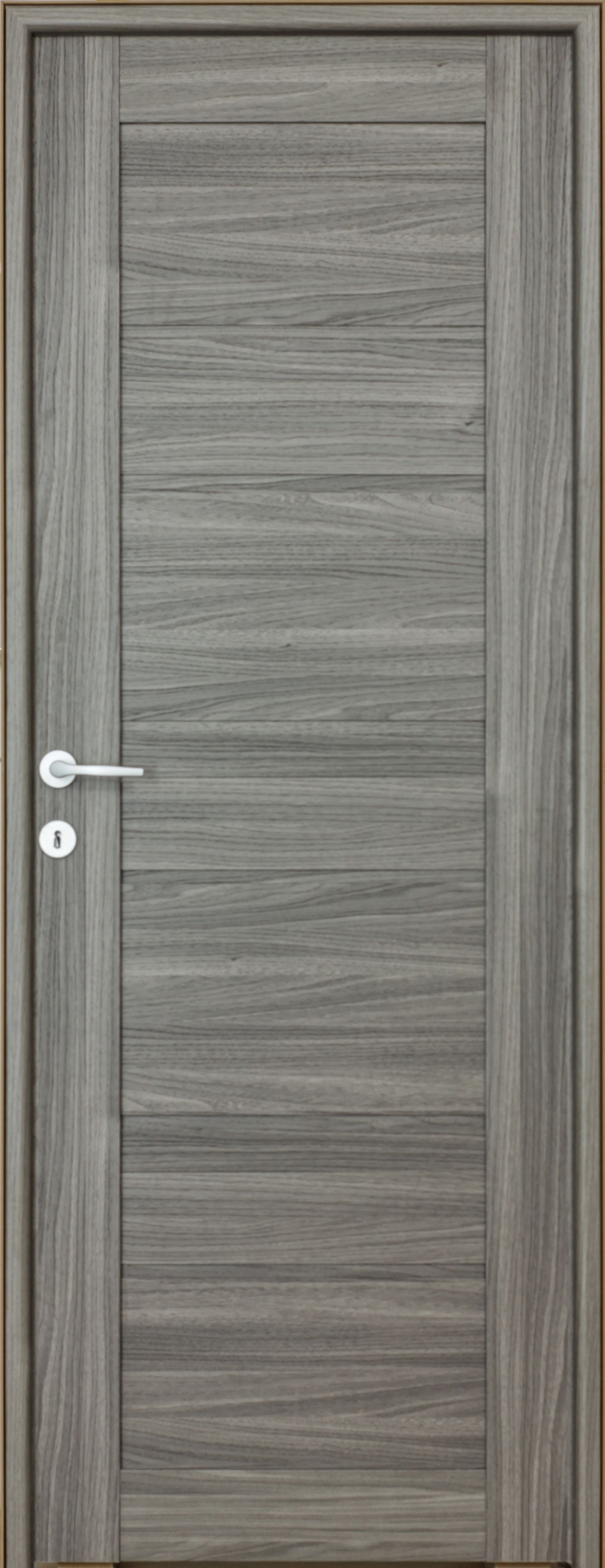 Usa interior Kira, fara geam, reversibila, MDF, 88 x 203 cm, gri inchis