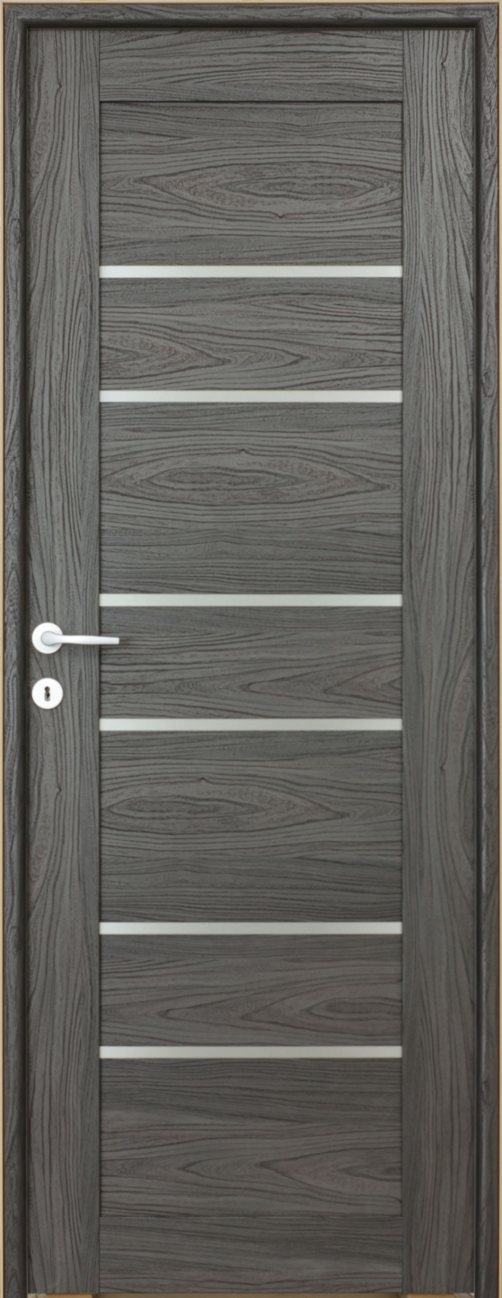 Usa interior Kira, cu geam, reversibila, 78 x 203 cm, negru
