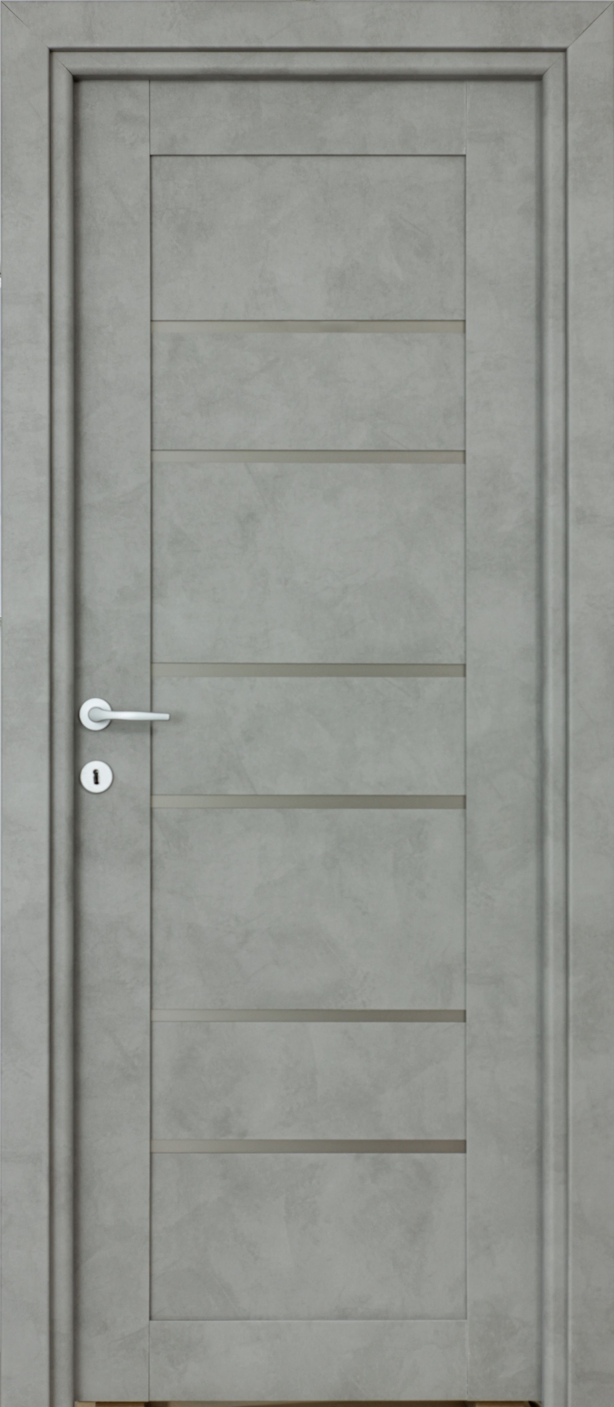 Usa interior Kira, cu geam, reversibila, MDF, 68 x 203 cm, gri inchis