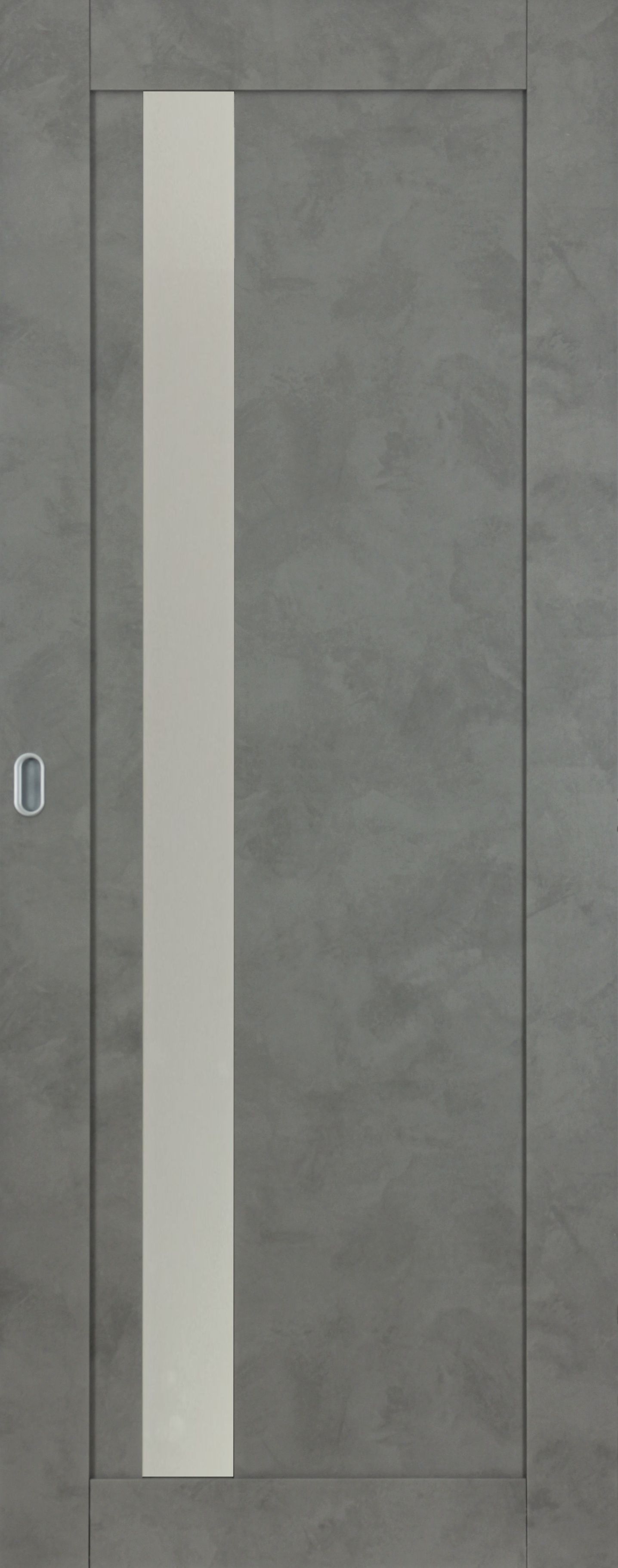 Usa interior Maya, cu geam, reversibila, MDF, 81.5 x 207 cm, gri inchis