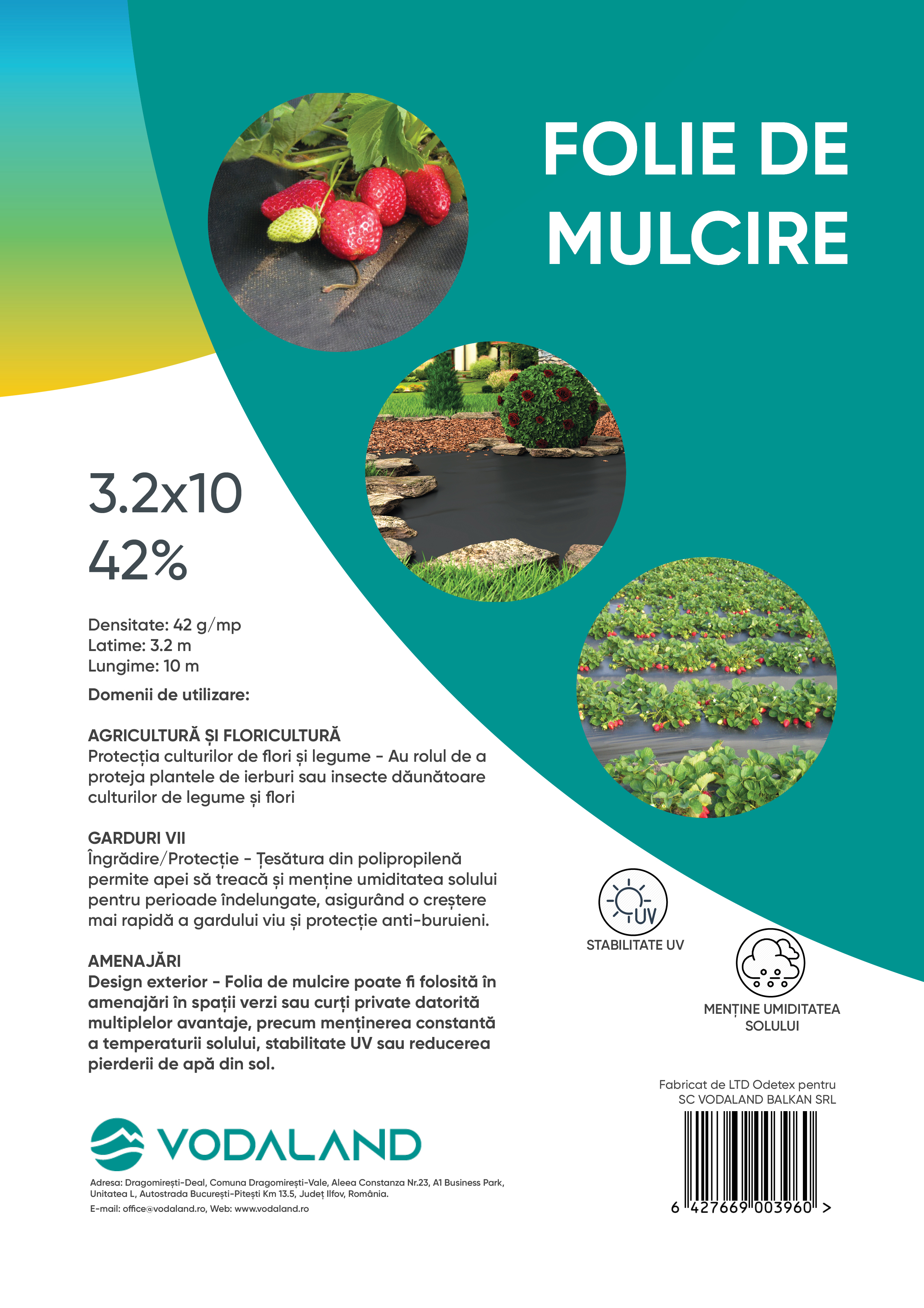 Folie mulcire antiburieni Vodaland, 3.2 x 10 m