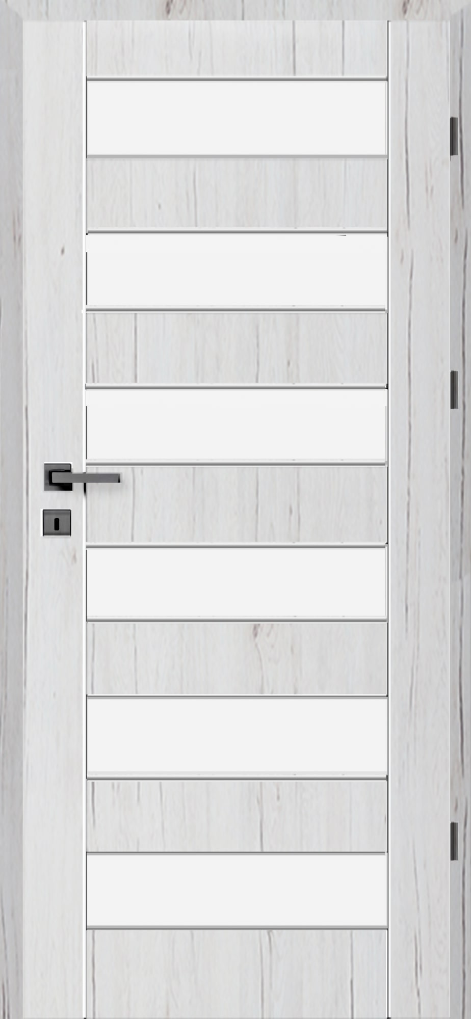 Usa interior Trame, cu geam, stanga, MDF, 68 x 206 cm, gri