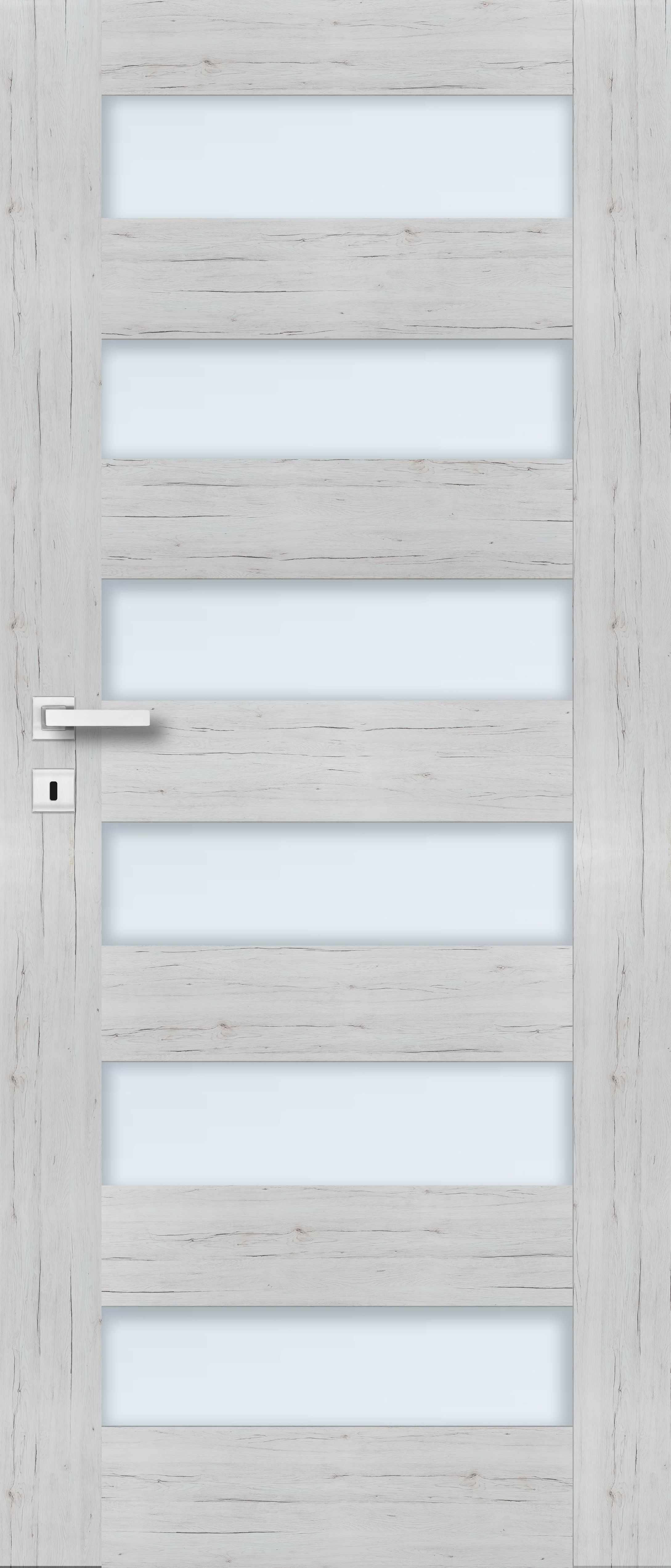 Usa interior Trame, cu geam, stanga, MDF, 78 x 206 cm, gri