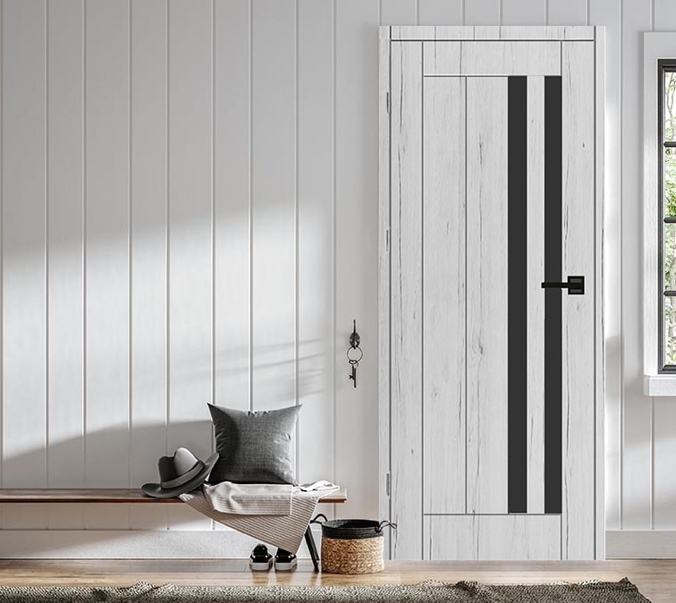 Usa interior Vivo, cu geam, dreapta, MDF, 78 x 206 cm, gri