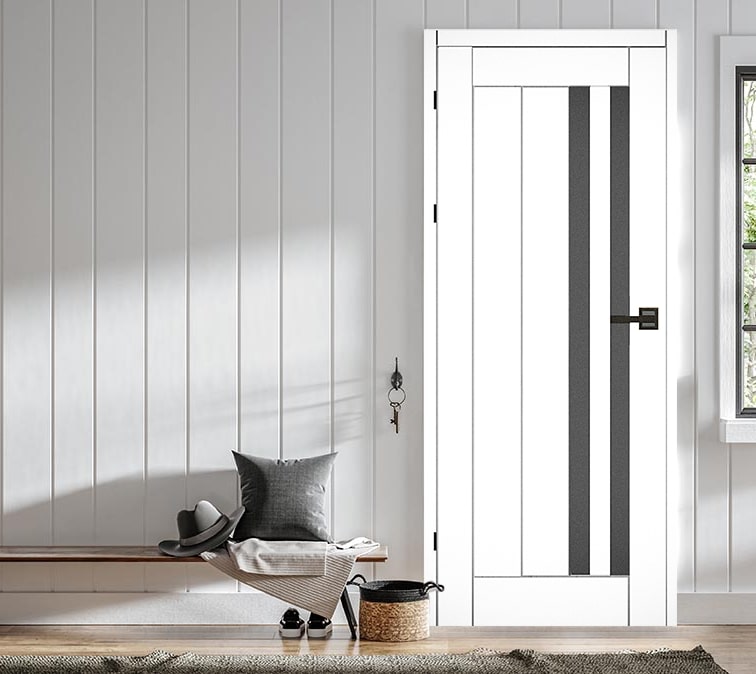 Usa interior Vivo, cu geam, dreapta, MDF, 68 x 206 cm, alb