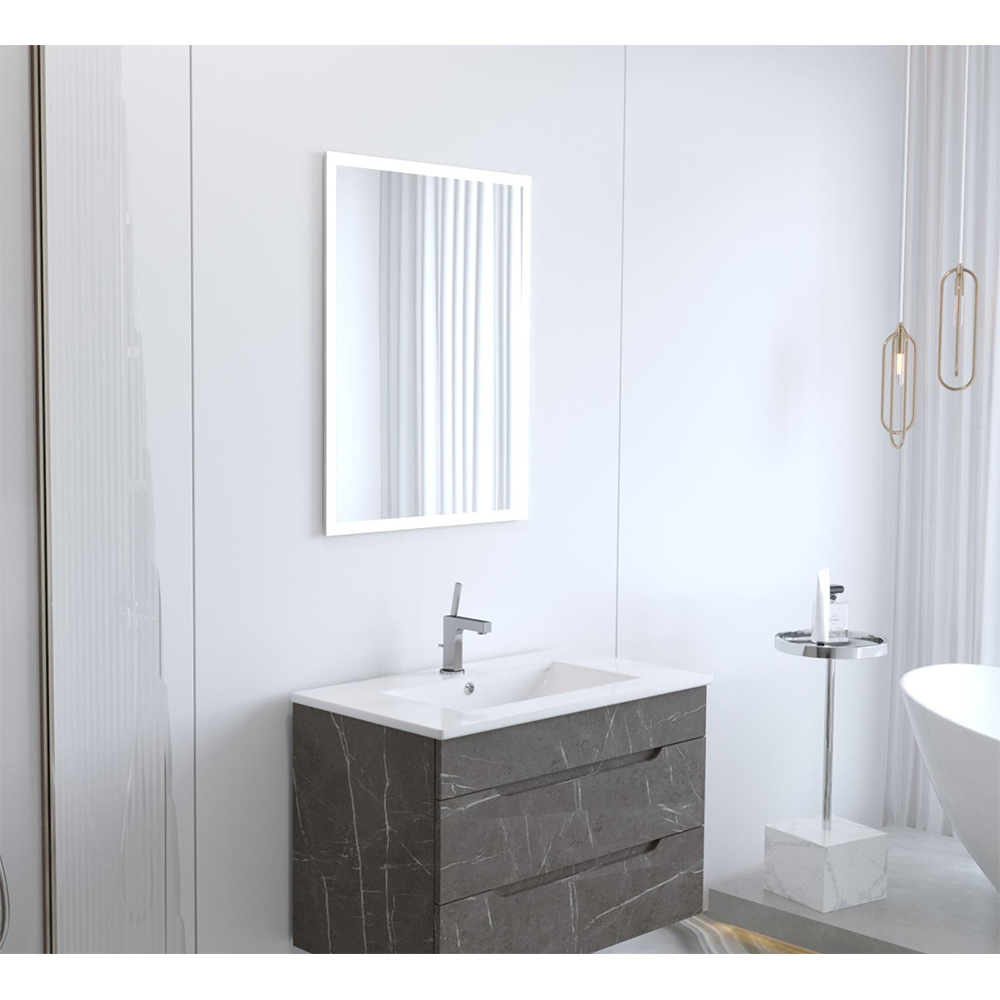 Oglinda baie SANITOP, 60 x 3 x 80 cm, iluminare LED, alb