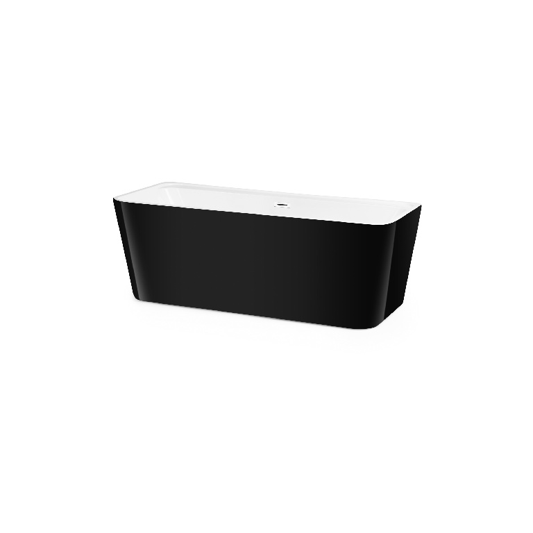 Cada baie freestanding GoodHome Nakina, dreptunghiulara, acril, 170 x 75 x 60 cm, negru