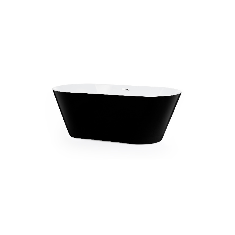 Cada baie freestanding GoodHome Huron, ovala, acril, 170 x 75 x 60 cm, negru