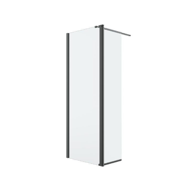 Paravan dus walk-in GoodHome Ledava, 80+45 x 195 cm, profil aluminiu, sticla securizata 8mm, negru