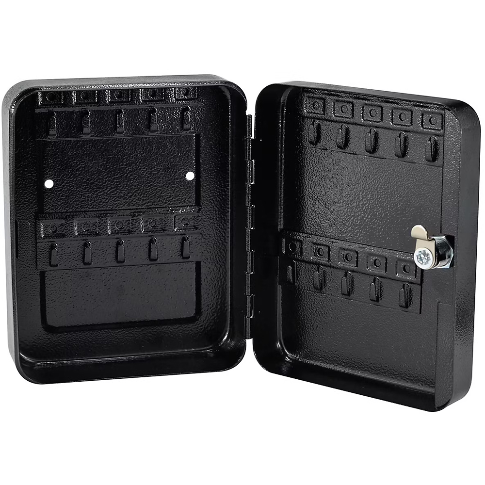 Cutie depozitare chei SMITH & LOCKE, 20 carlige, otel, 16 x 20 x 7.5 cm, negru