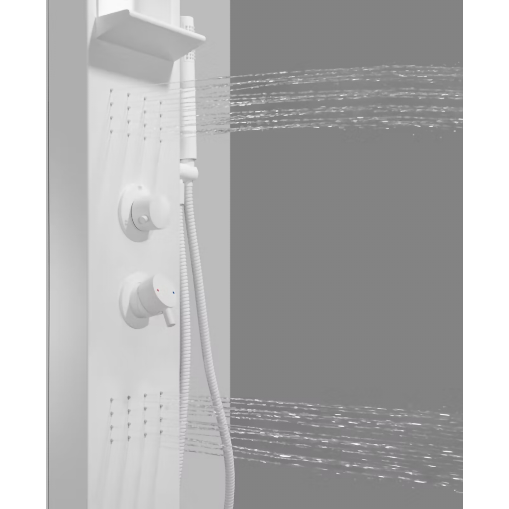 Panel de dus GOODHOME Layra, termostat, hidromasaj, 140 cm, alb mat