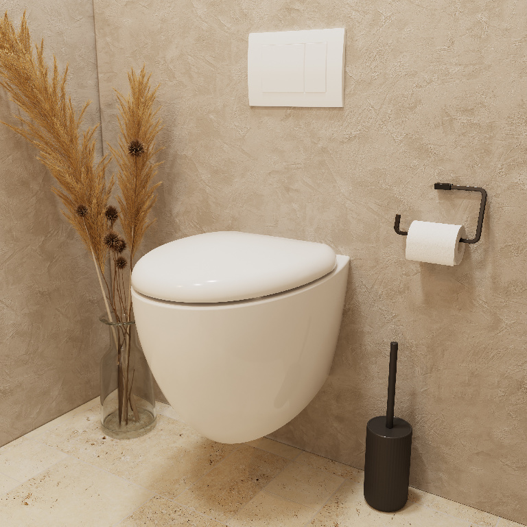 Vas WC suspendat GOODHOME Kentia, ceramica, 37.5 x 50 x 36.5 cm, capac SoftClose, alb
