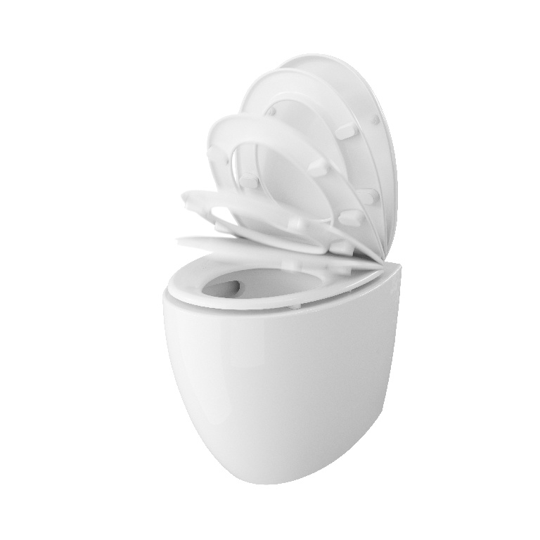Vas WC suspendat GOODHOME Kentia, ceramica, 37.5 x 50 x 36.5 cm, capac SoftClose, alb