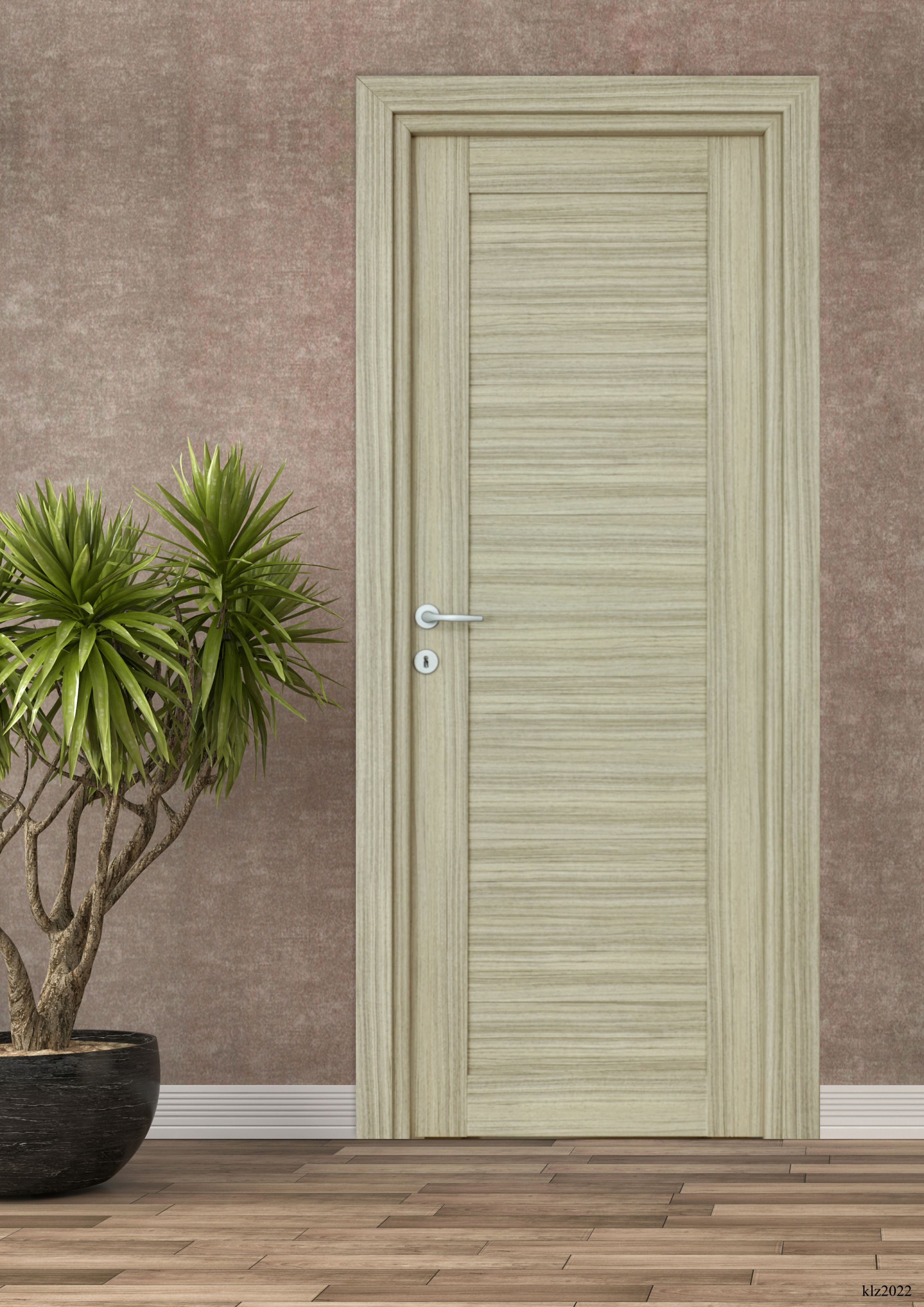Usa interior Trame, fara geam, reversibila, MDF, 68 x 203 cm, crem