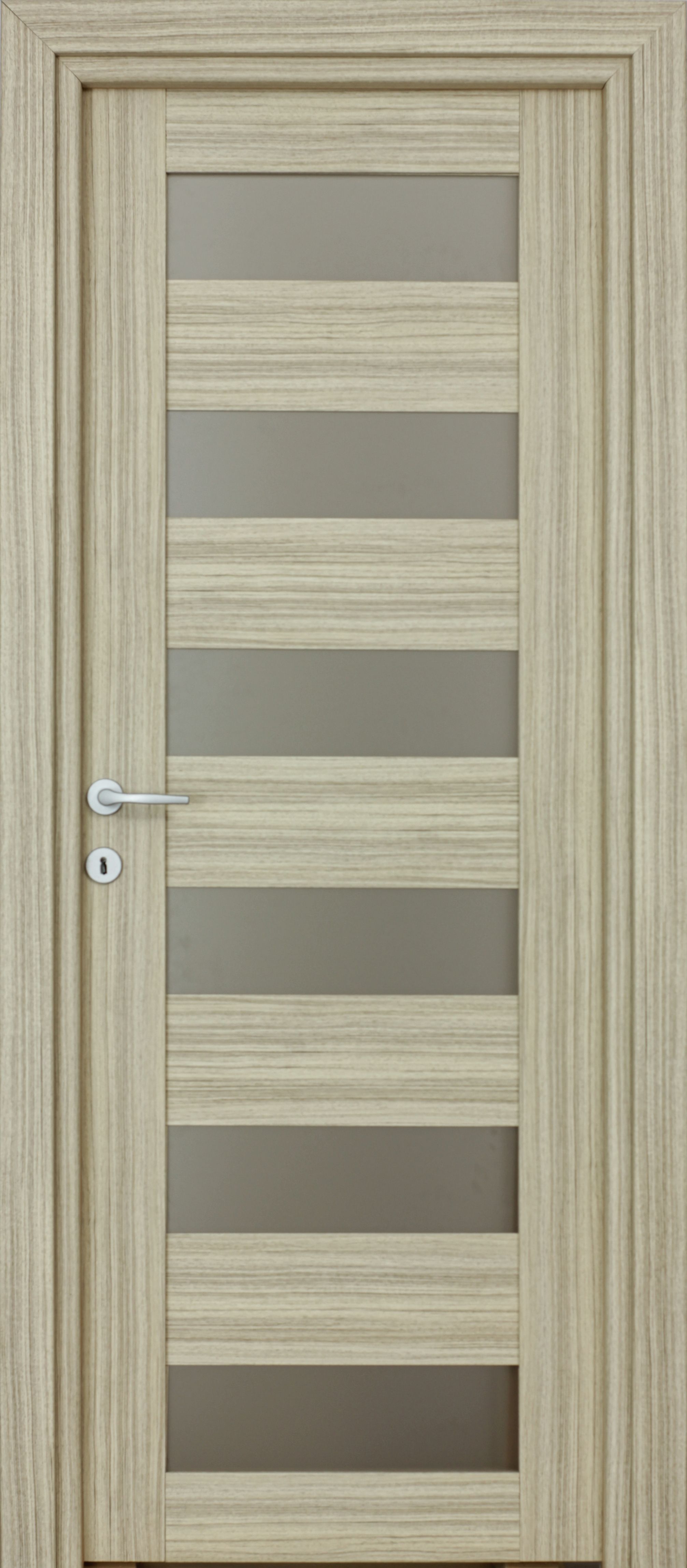 Usa interior Trame, cu geam, reversibila, MDF, 68 x 203 cm, crem