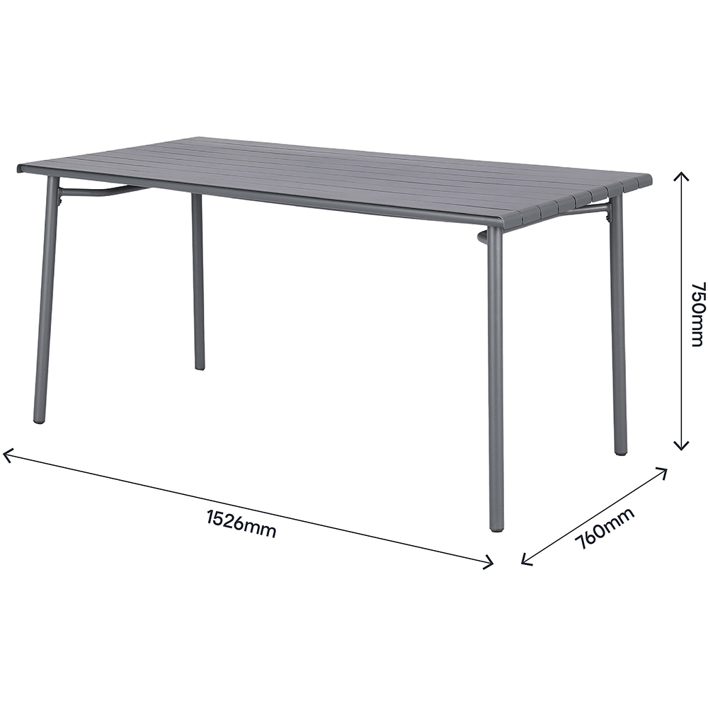 Masa terasa GOODHOME Lithari, otel, 152 x 76 x 75 cm, gri