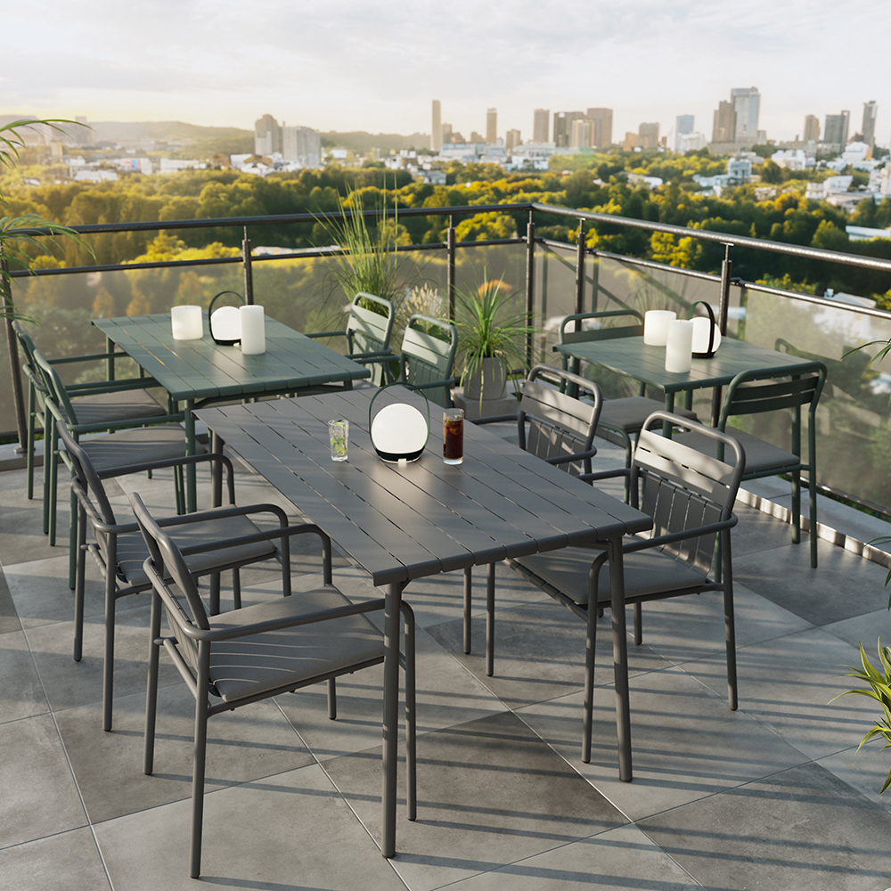 Masa terasa GOODHOME Lithari, otel, 152 x 76 x 75 cm, gri