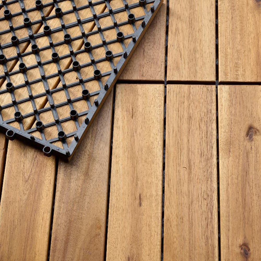 Set placi pentru pardoseala/dusumea KLIKSTROM Floro, lemn, 30 x 30 x 2.4 cm, 4 buc