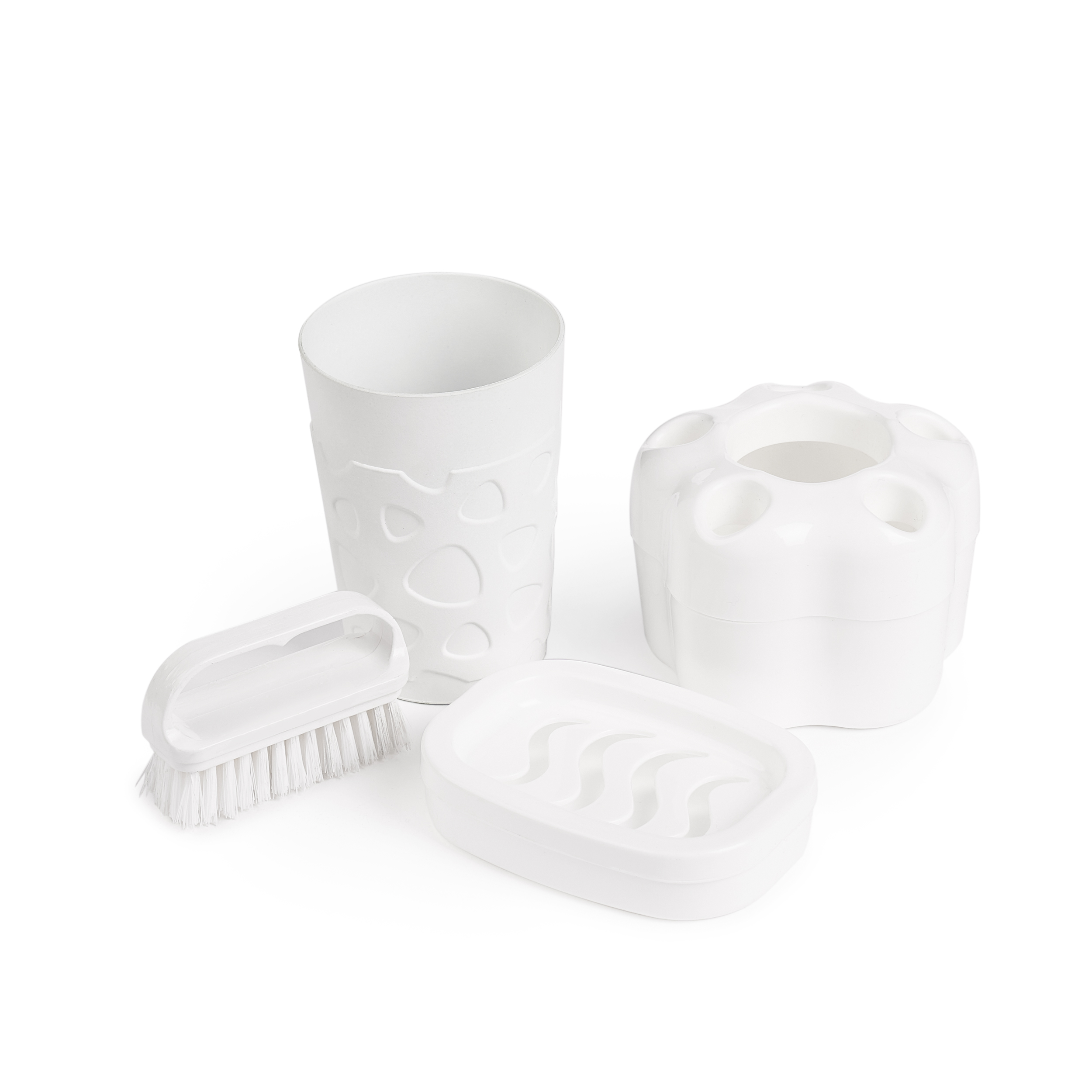 Set accesorii baie PLASTINA, 4 piese, alb